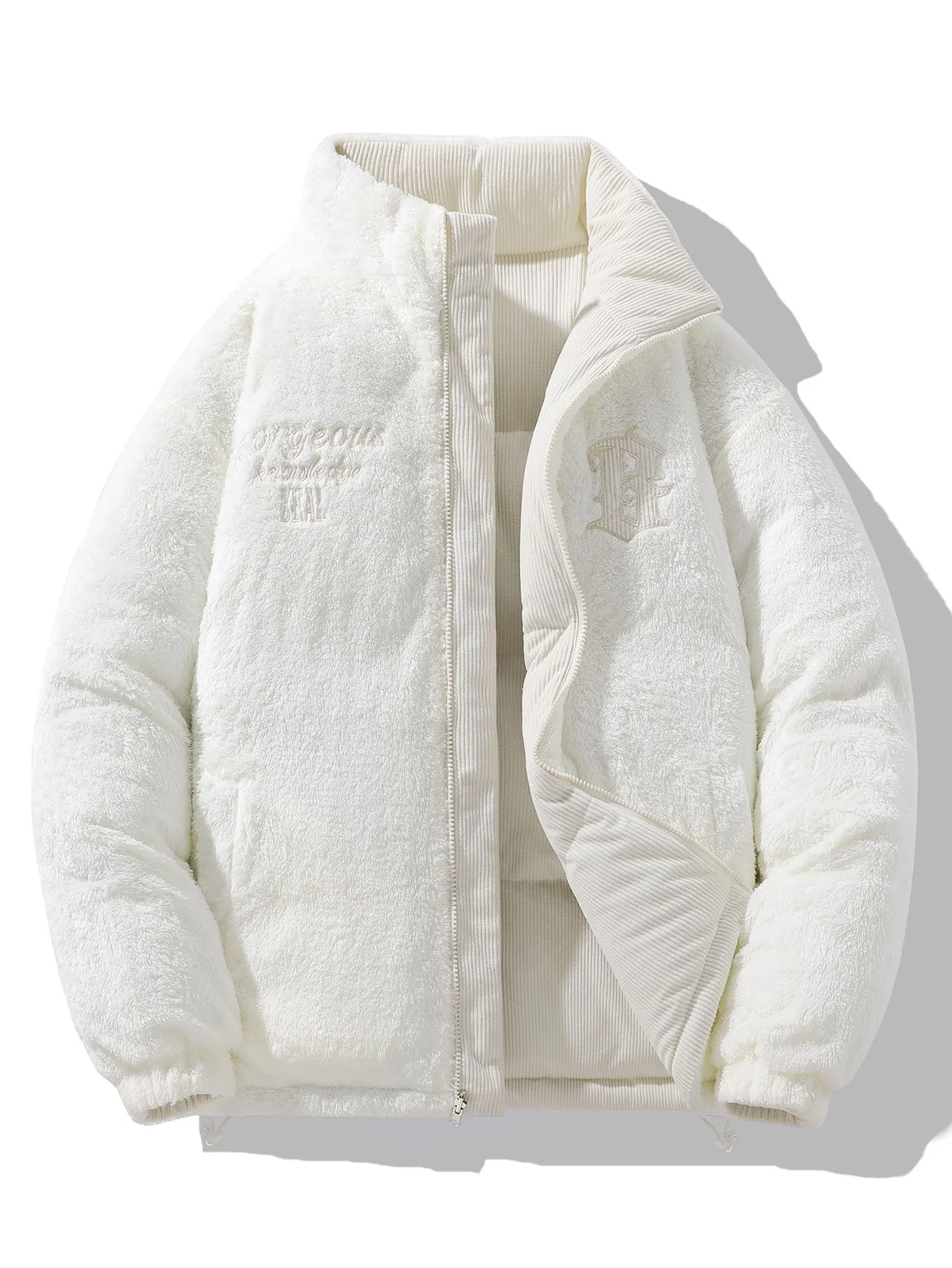 Wendbarer Teddy-Fleece-Corduroy-Mantel - Image 2