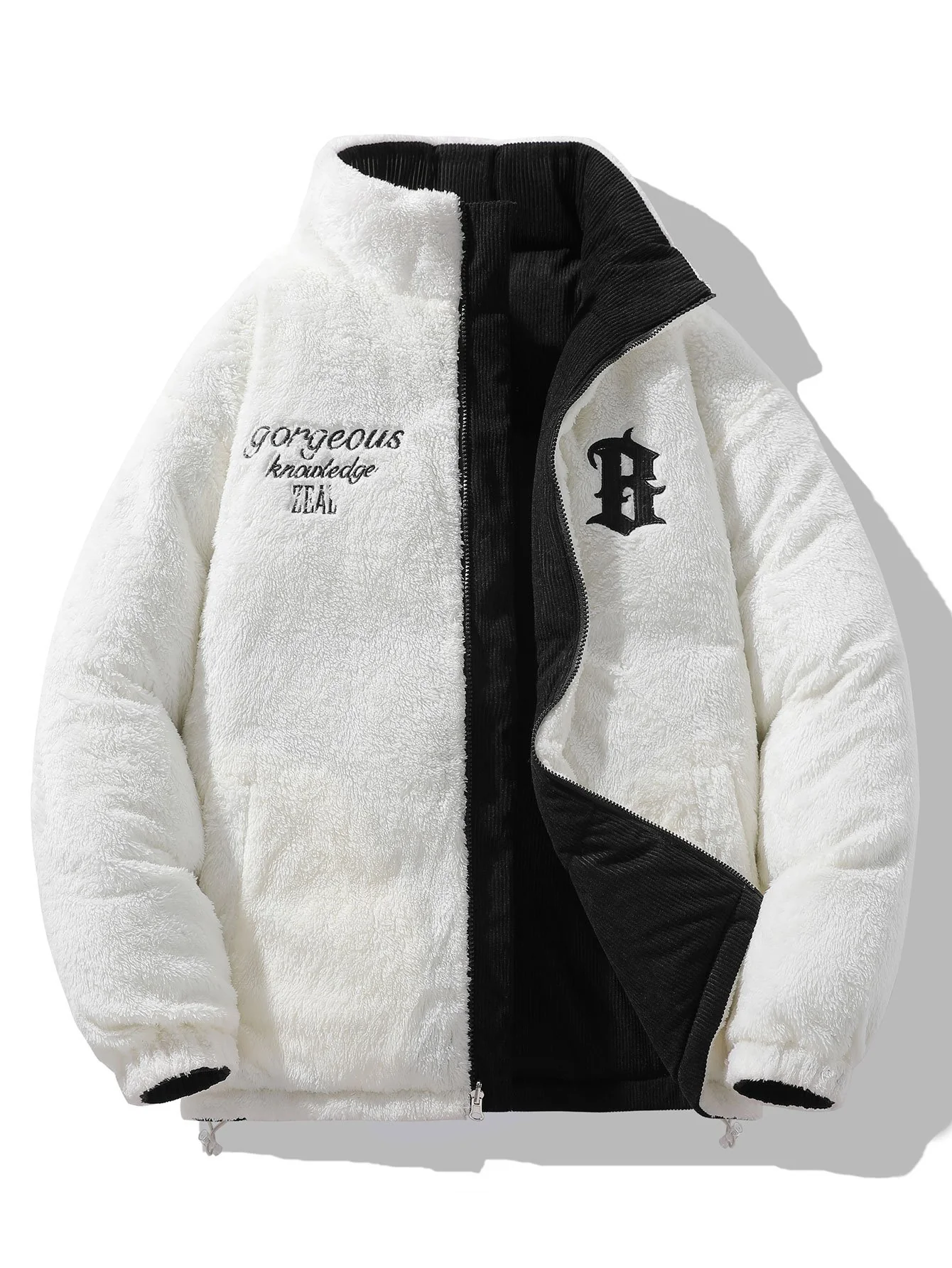 Wendbarer Teddy-Fleece-Corduroy-Mantel - Image 6