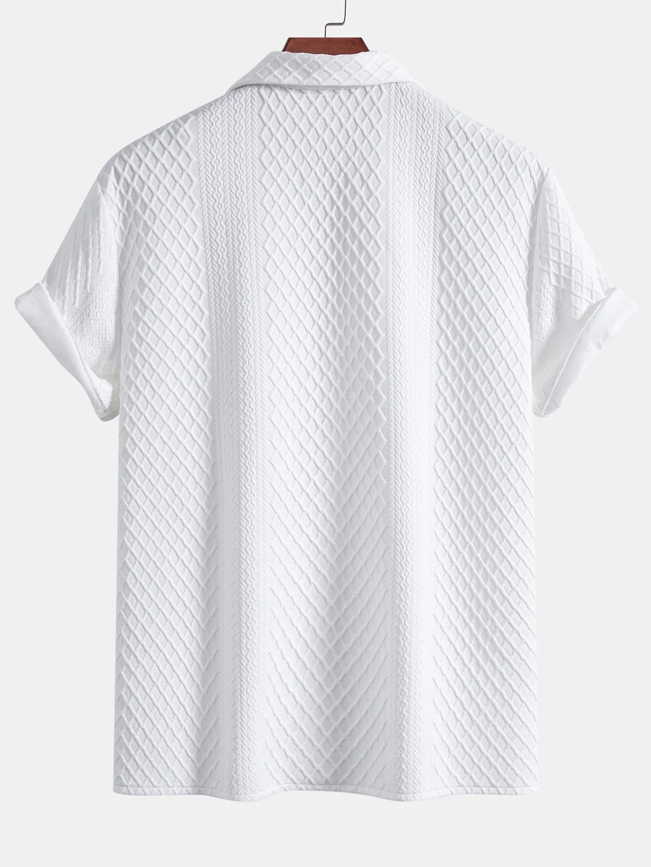 Rhombus Geometrisches Jacquard Texturiertes Kubanisches Hemd - Image 2