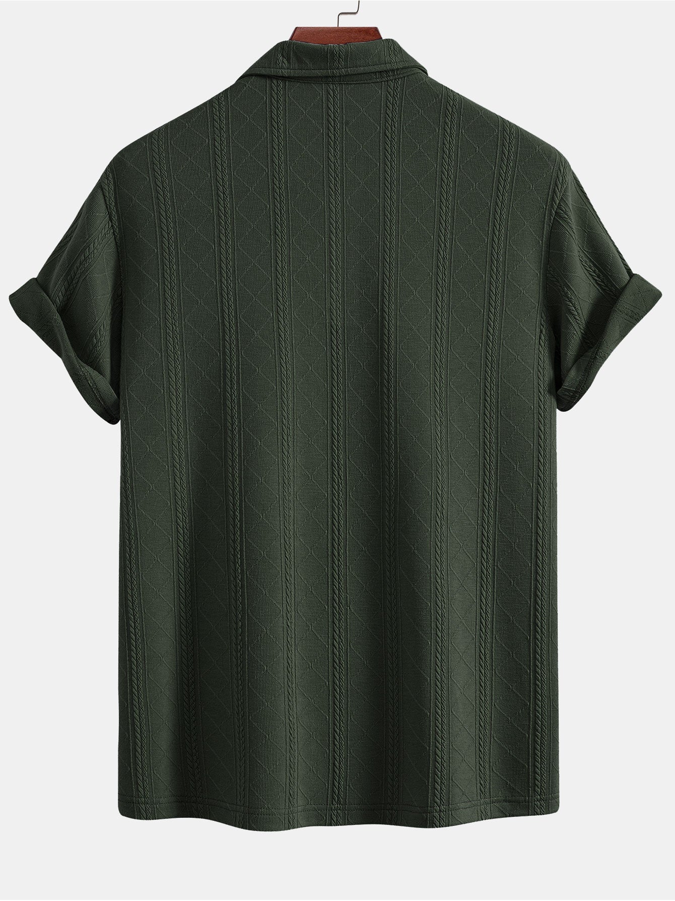 Rautenförmige geometrische Struktur Strick Poloshirts Shirt - Image 2