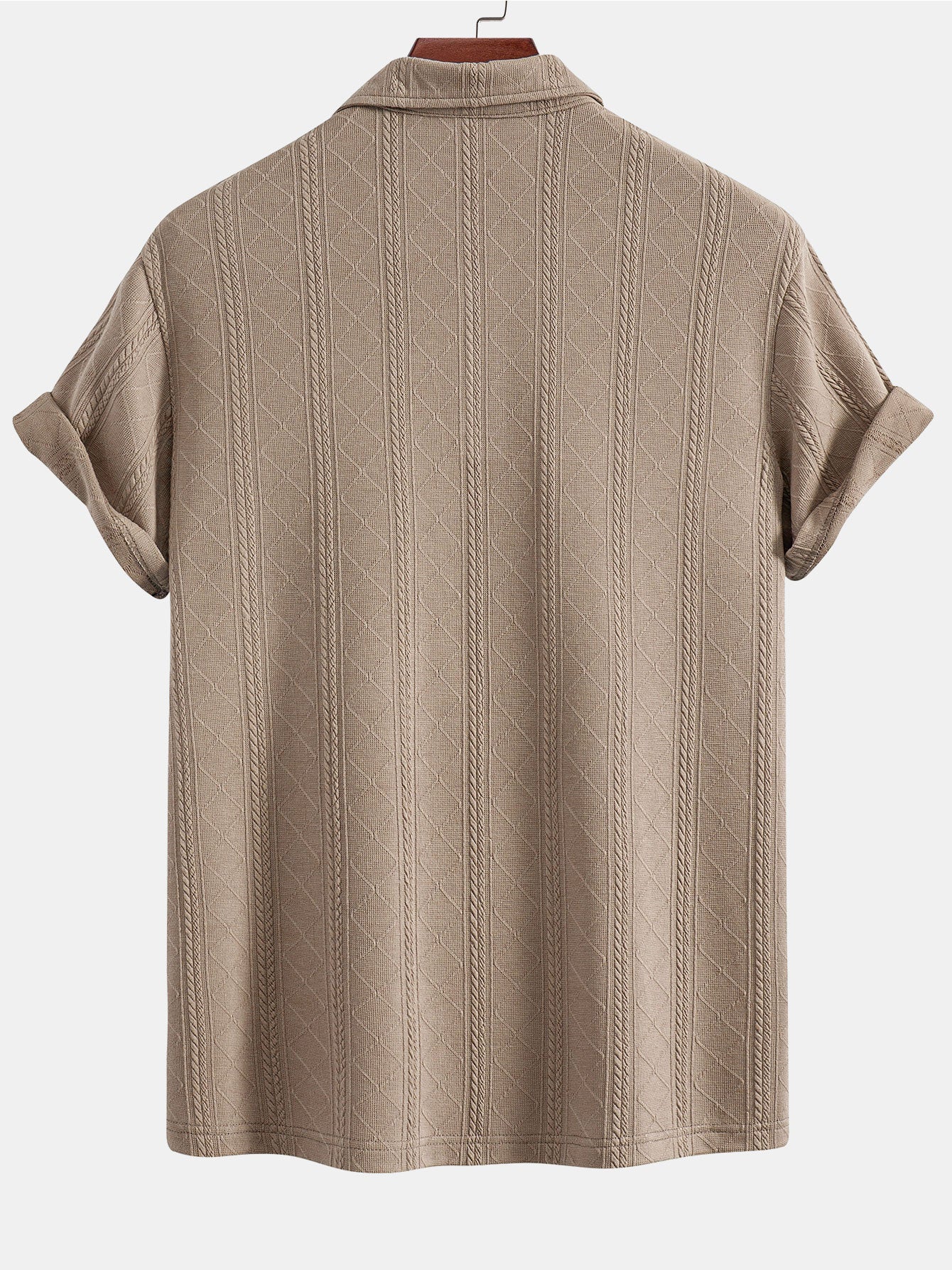 Rautenförmige geometrische Struktur Strick Poloshirts Shirt - Image 4