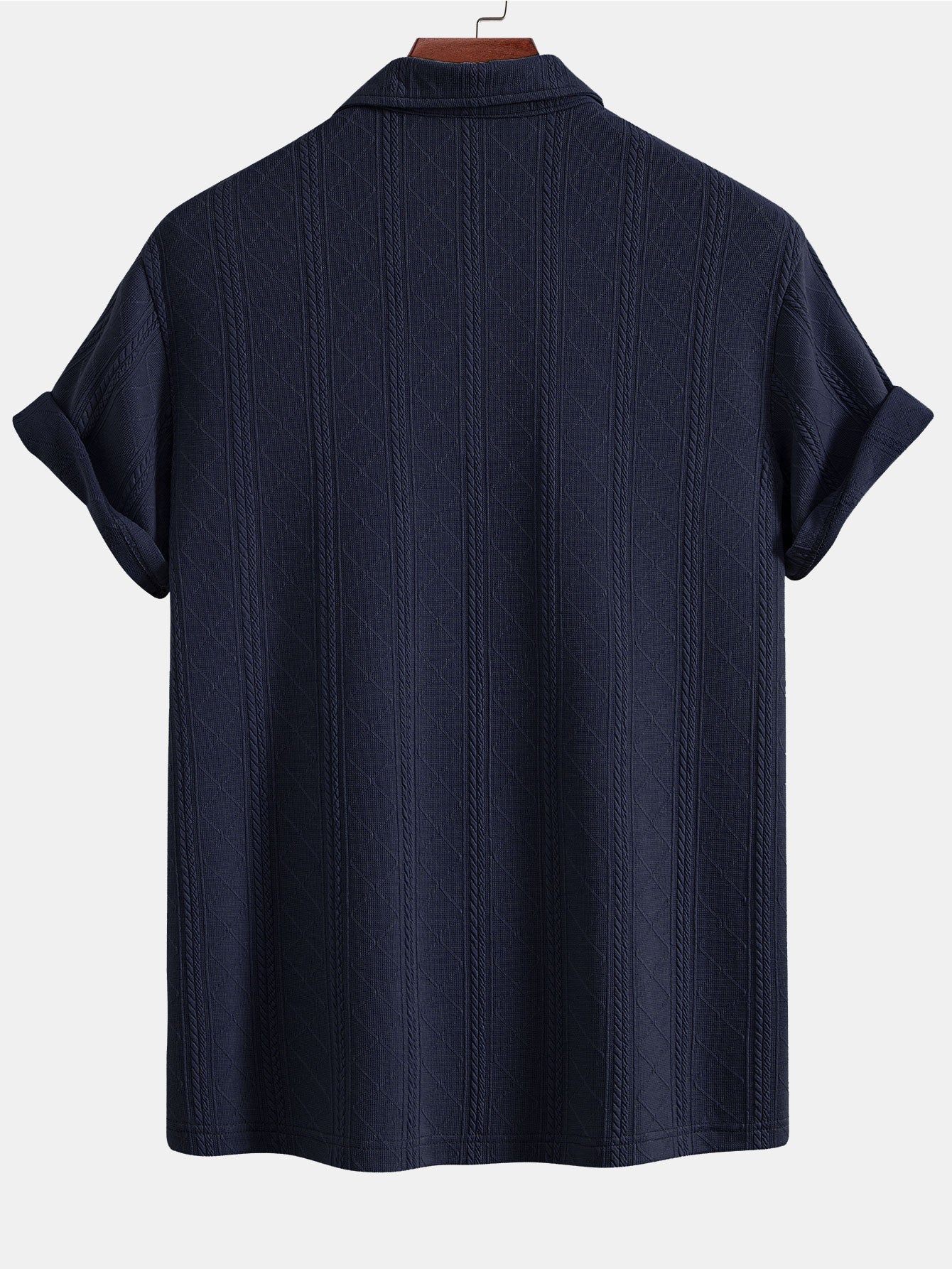 Rautenförmige geometrische Struktur Strick Poloshirts Shirt - Image 6