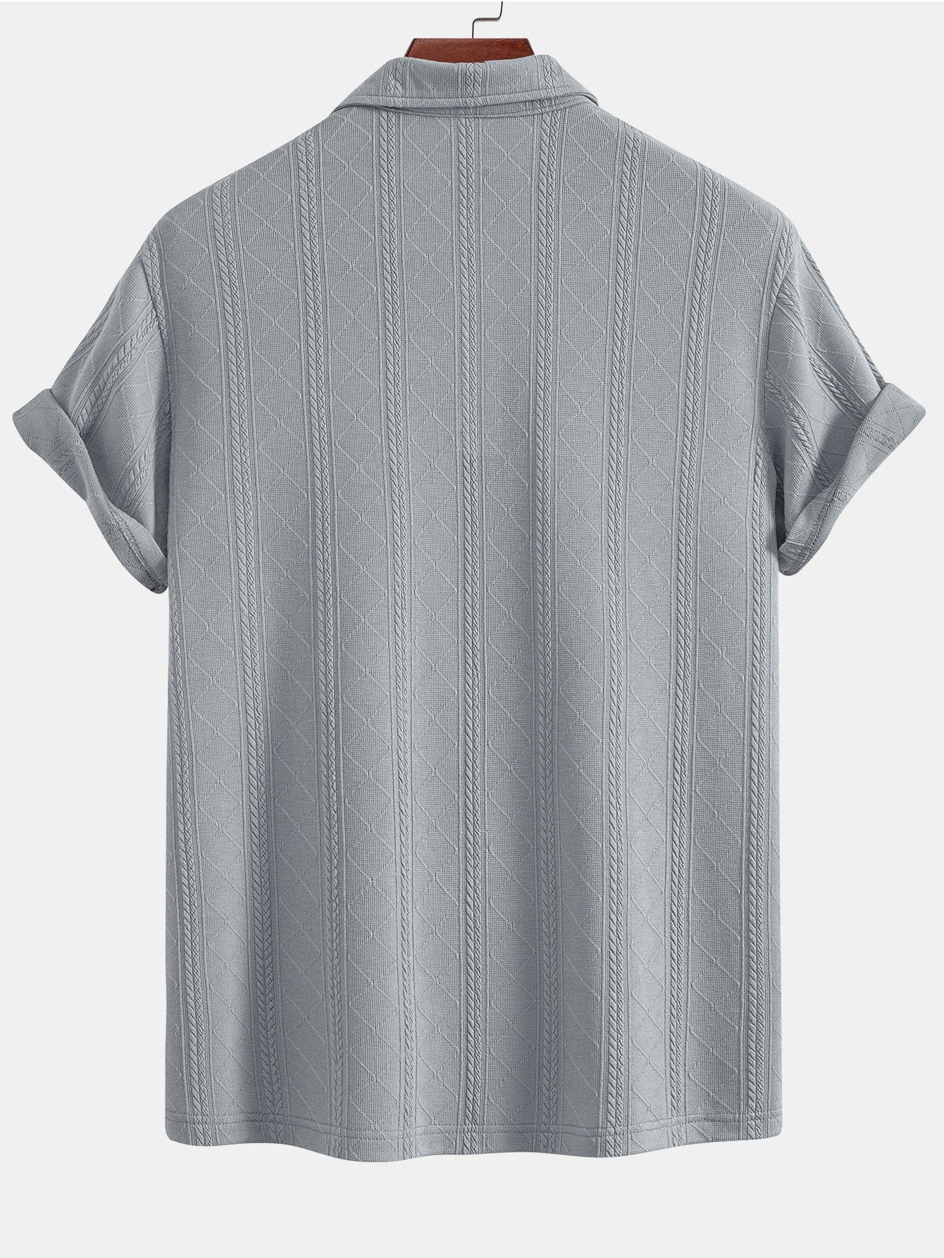 Rautenförmige geometrische Struktur Strick Poloshirts Shirt - Image 8