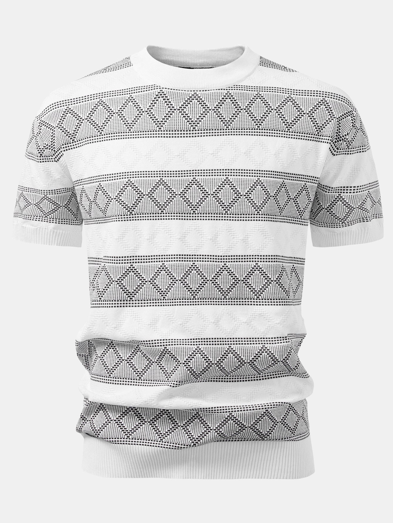 Rhombus Geometrie Strickpullover T-Shirt & Schlanke Passform Verjüngte Hose - Image 11