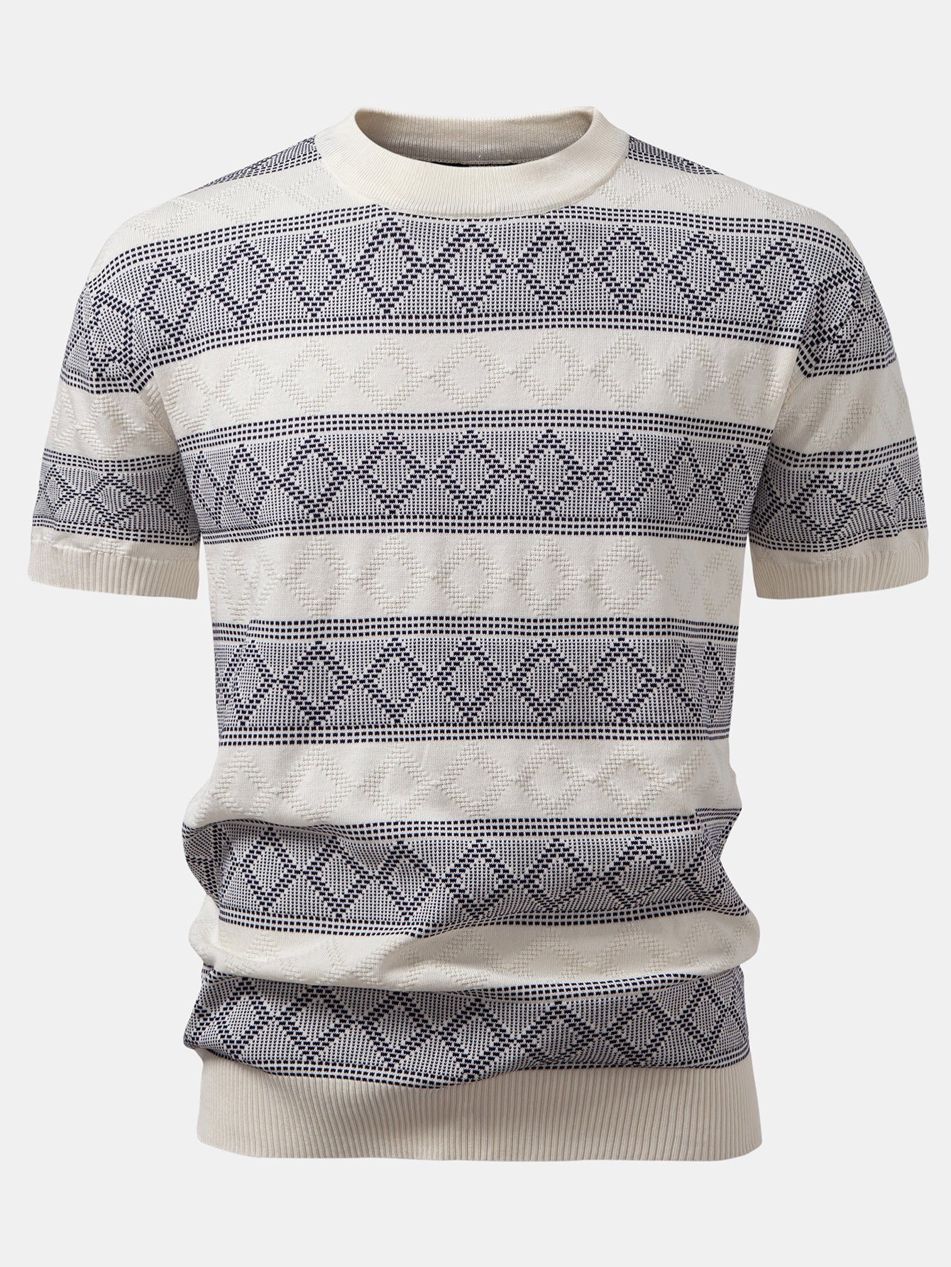 Rhombus Geometrie Strickpullover T-Shirt - Image 3