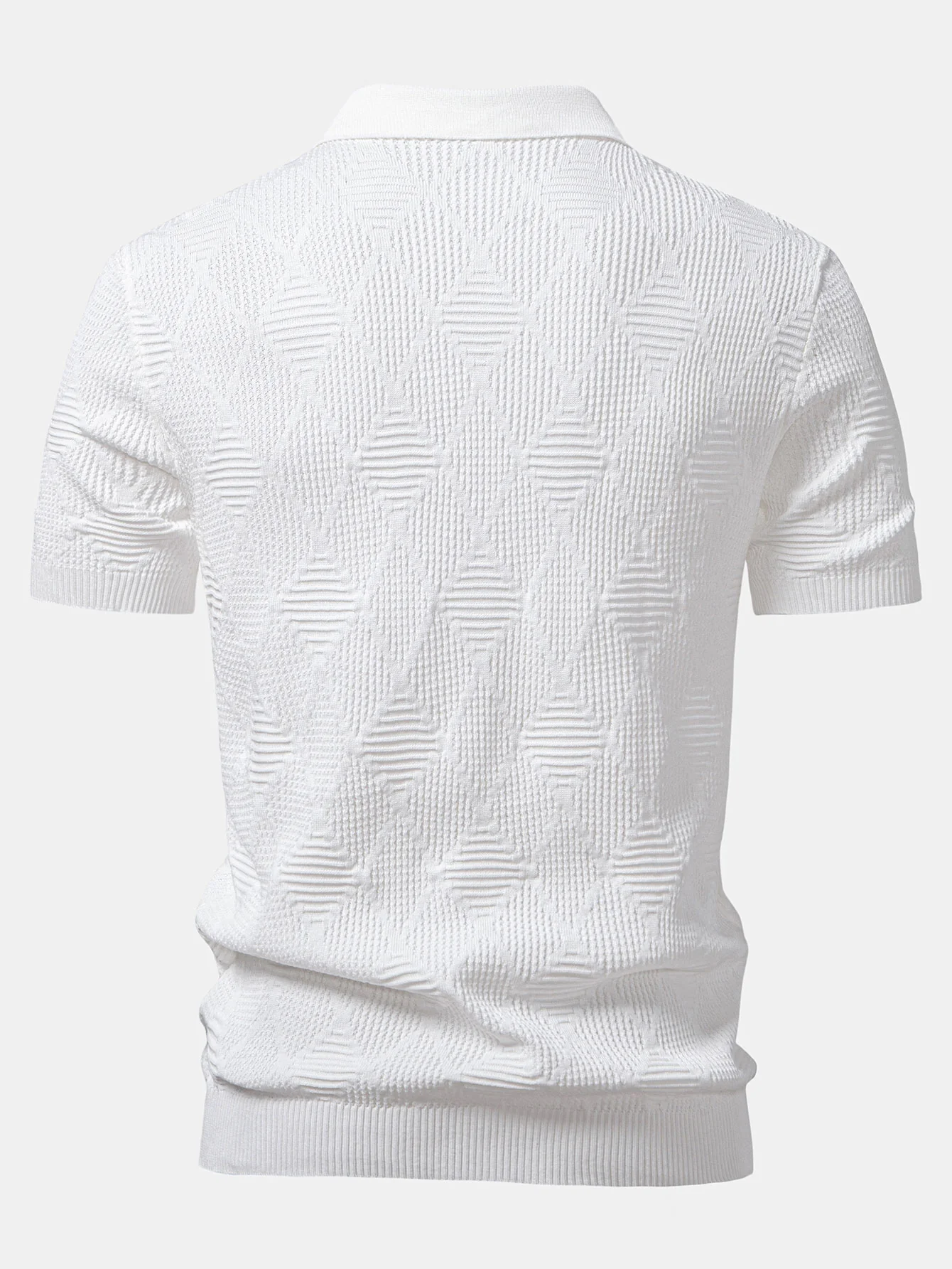 Rhombus strukturierte Reißverschluss Strick-Poloshirts & schlanke, konisch geschnittene Hose - Image 10