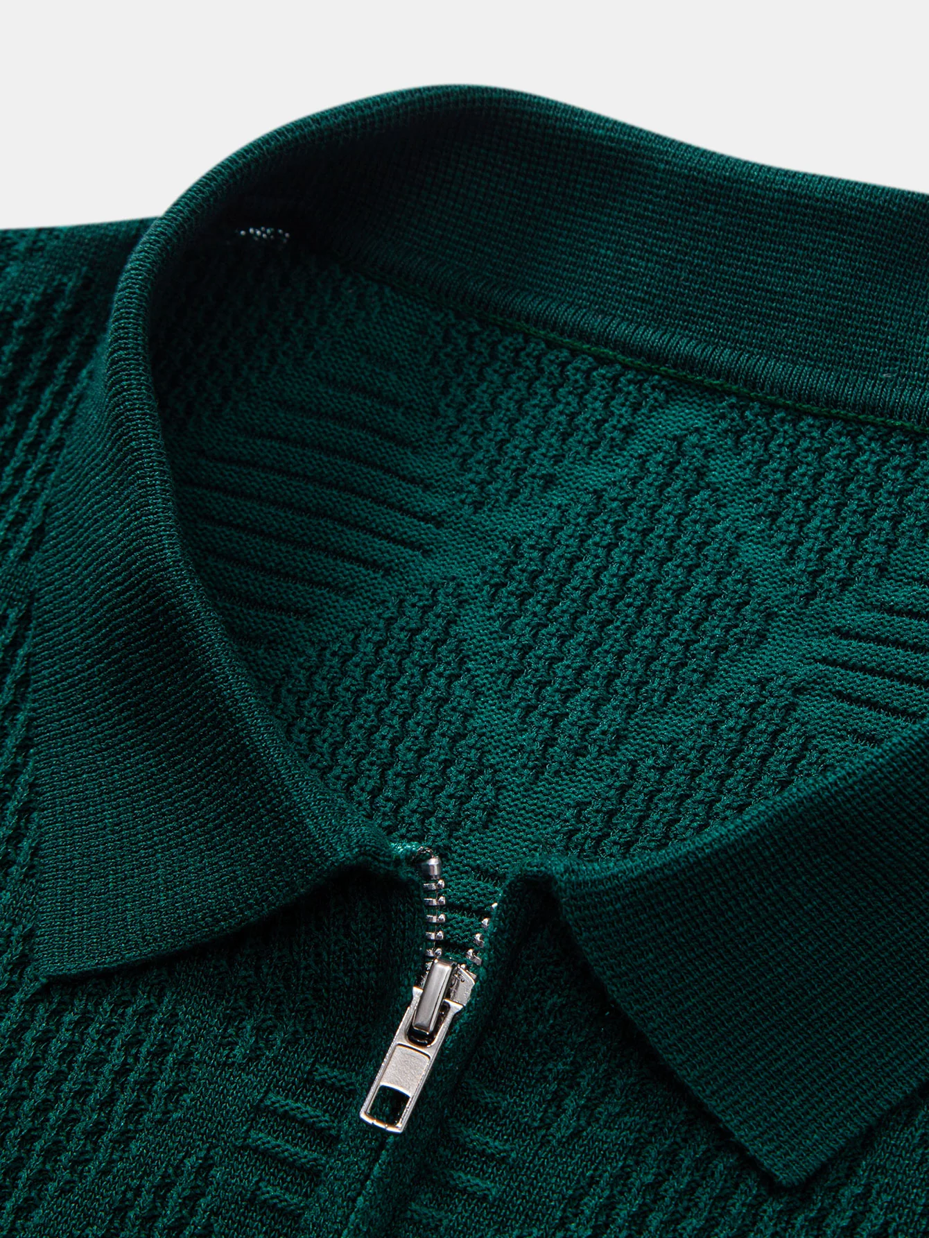 Rhombus strukturierte Reißverschluss Strick-Poloshirts & schlanke, konisch geschnittene Hose - Image 19