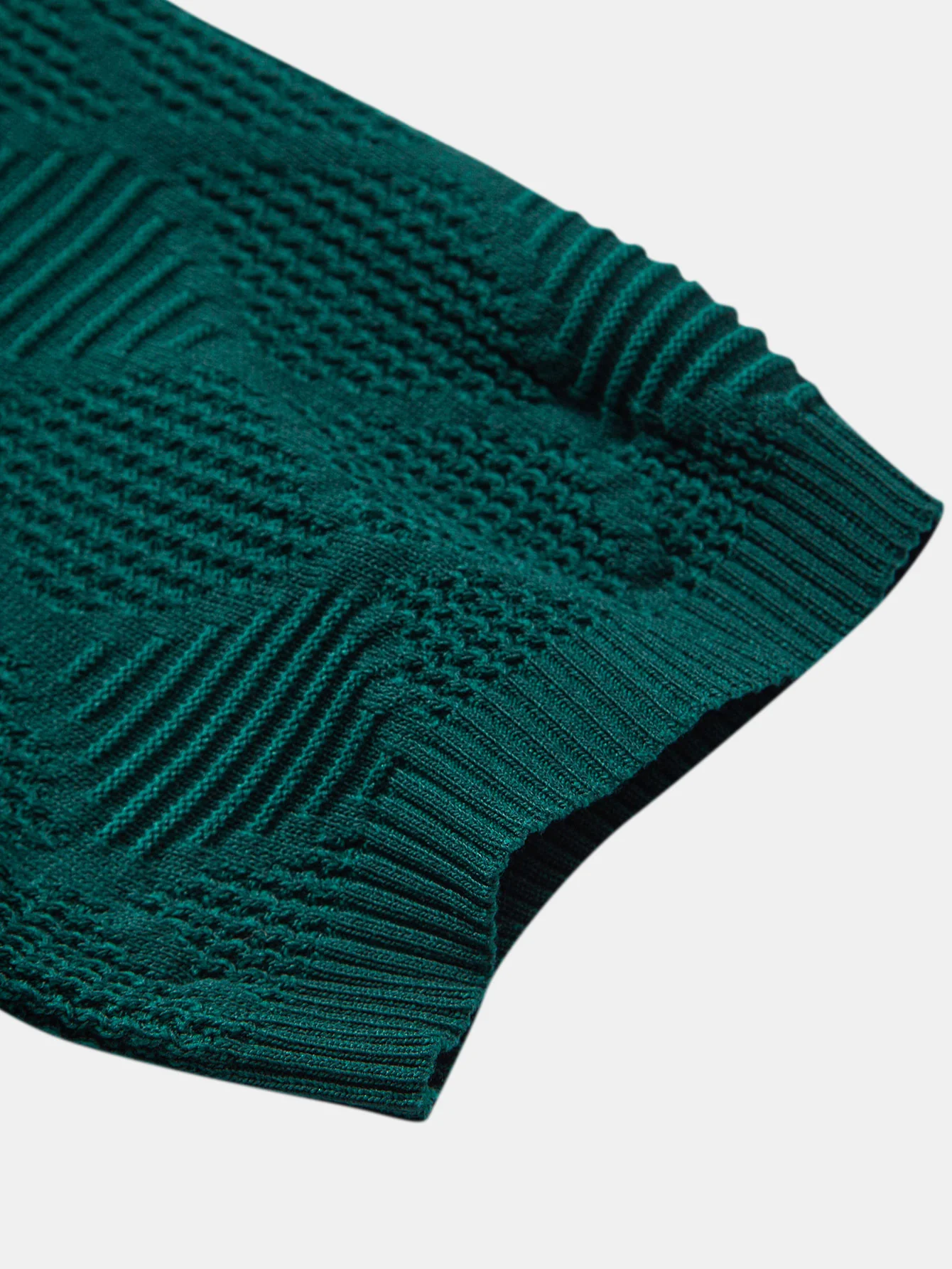 Rhombus strukturierte Reißverschluss Strick-Poloshirts & schlanke, konisch geschnittene Hose - Image 20