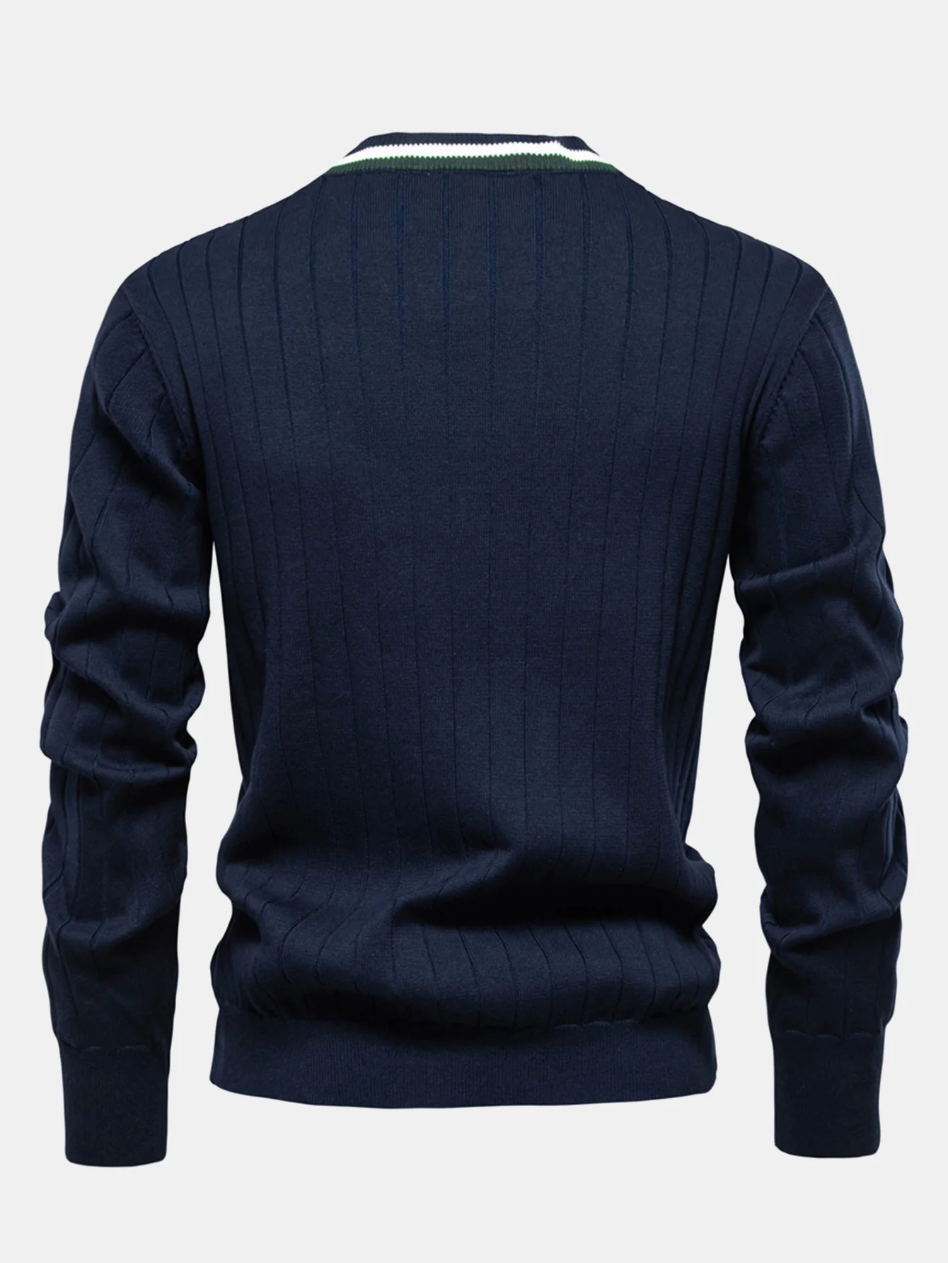 Gerippter Cardigan mit Streifenbesatz - Image 4