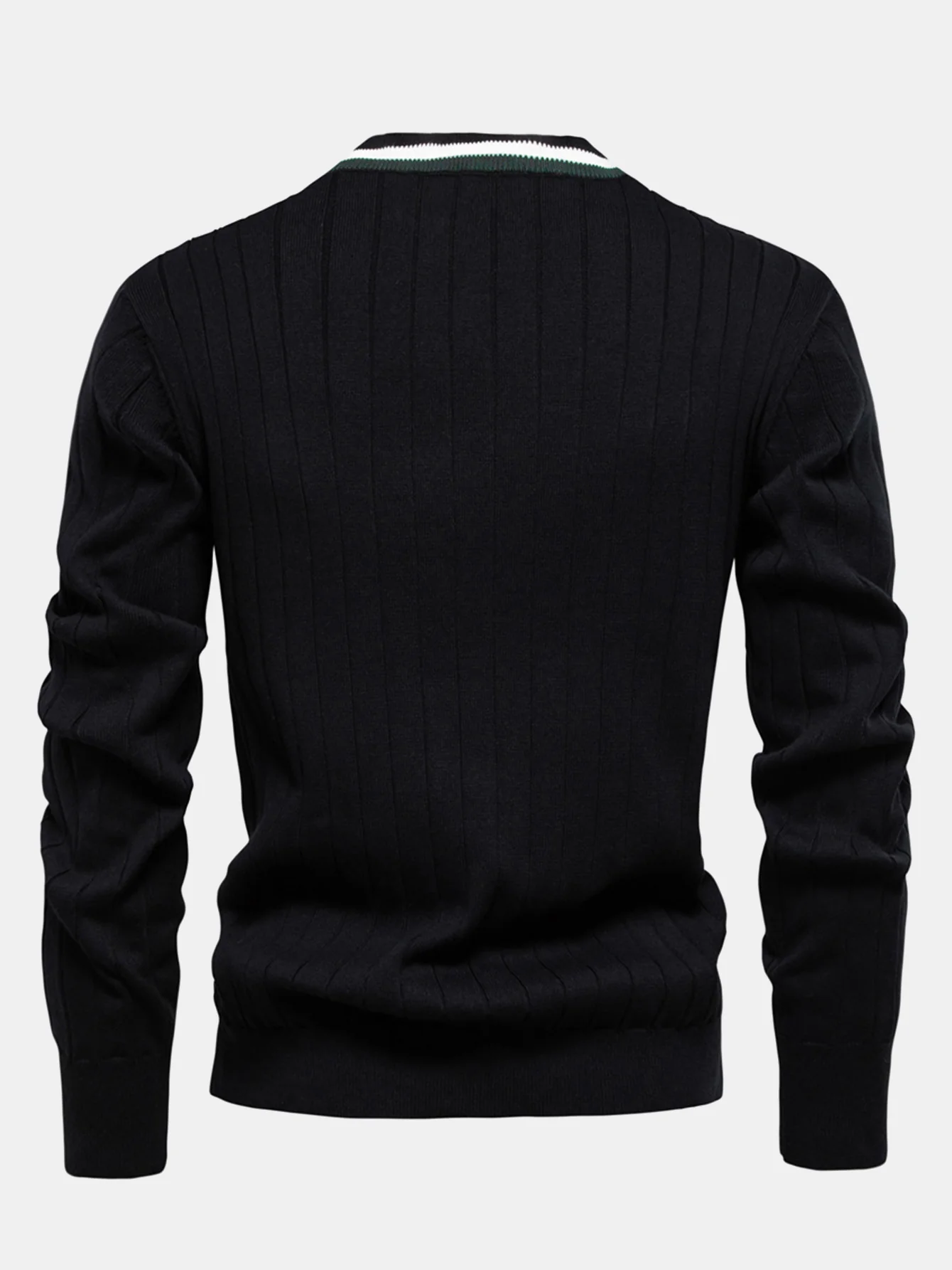 Gerippter Cardigan mit Streifenbesatz - Image 6