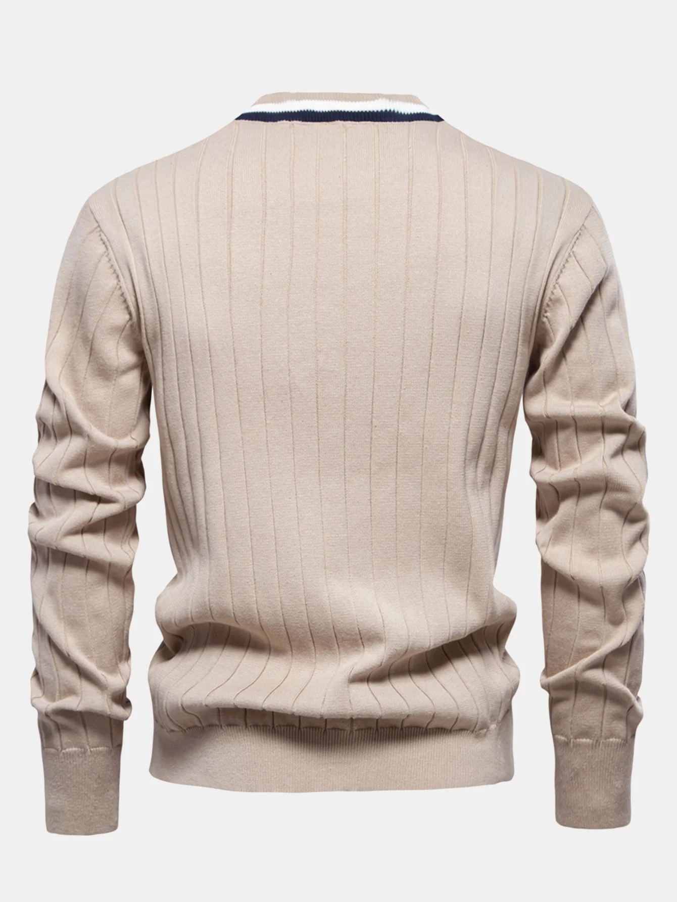 Gerippter Cardigan mit Streifenbesatz - Image 8