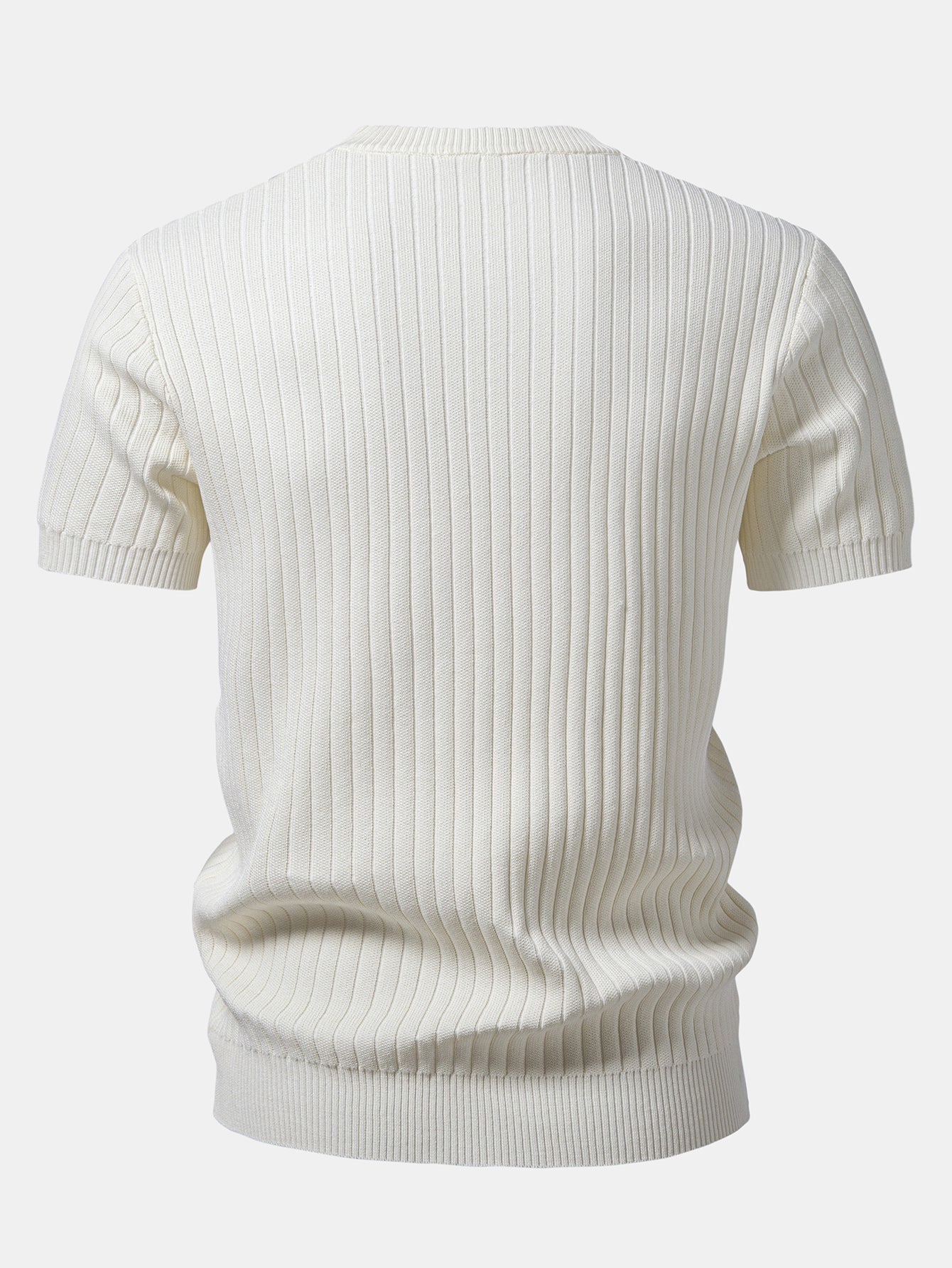 Ribbed Crew Neck Knit T-Shirt - Image 2