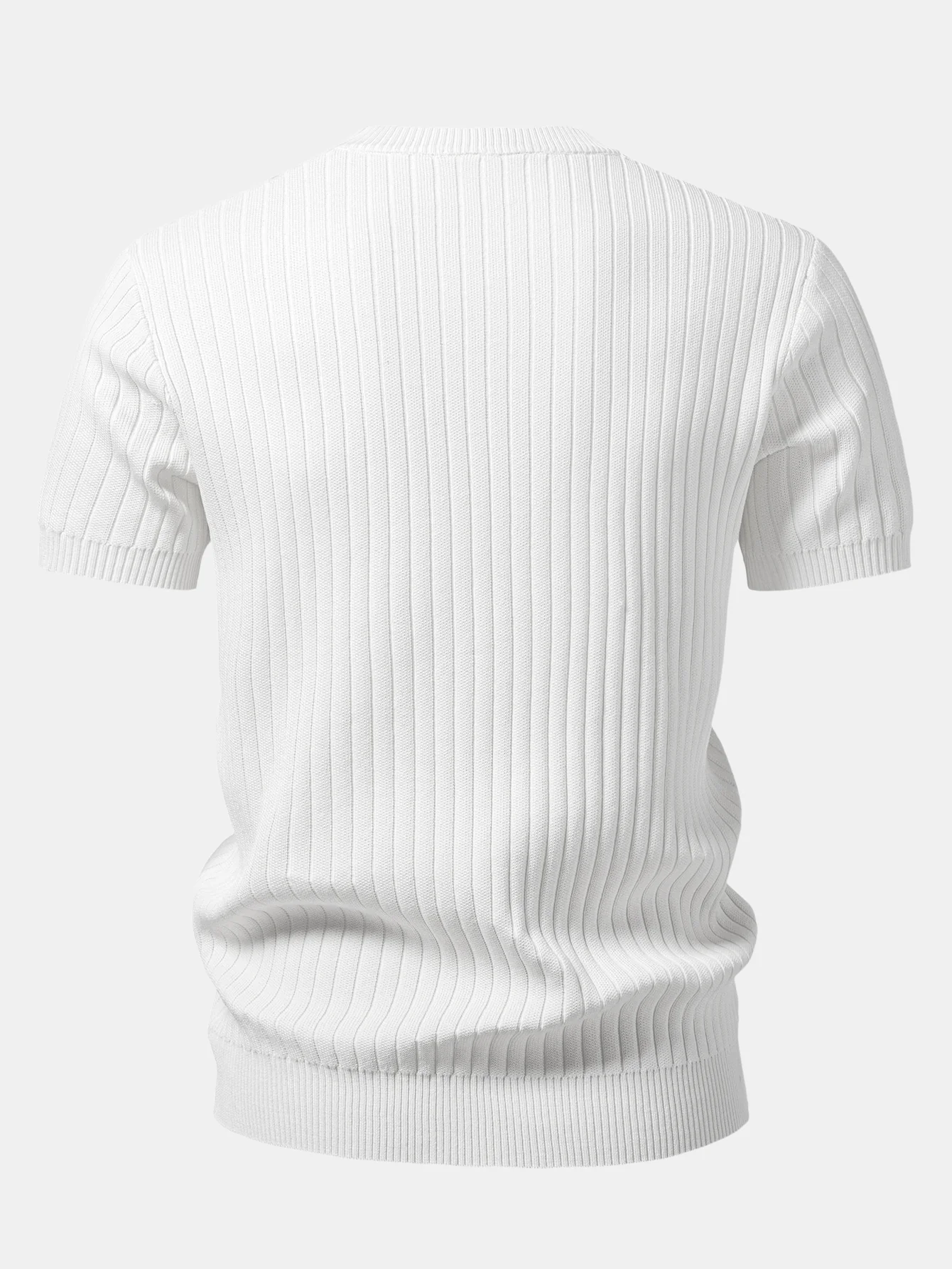 Ribbed Crew Neck Knit T-Shirt - Image 4