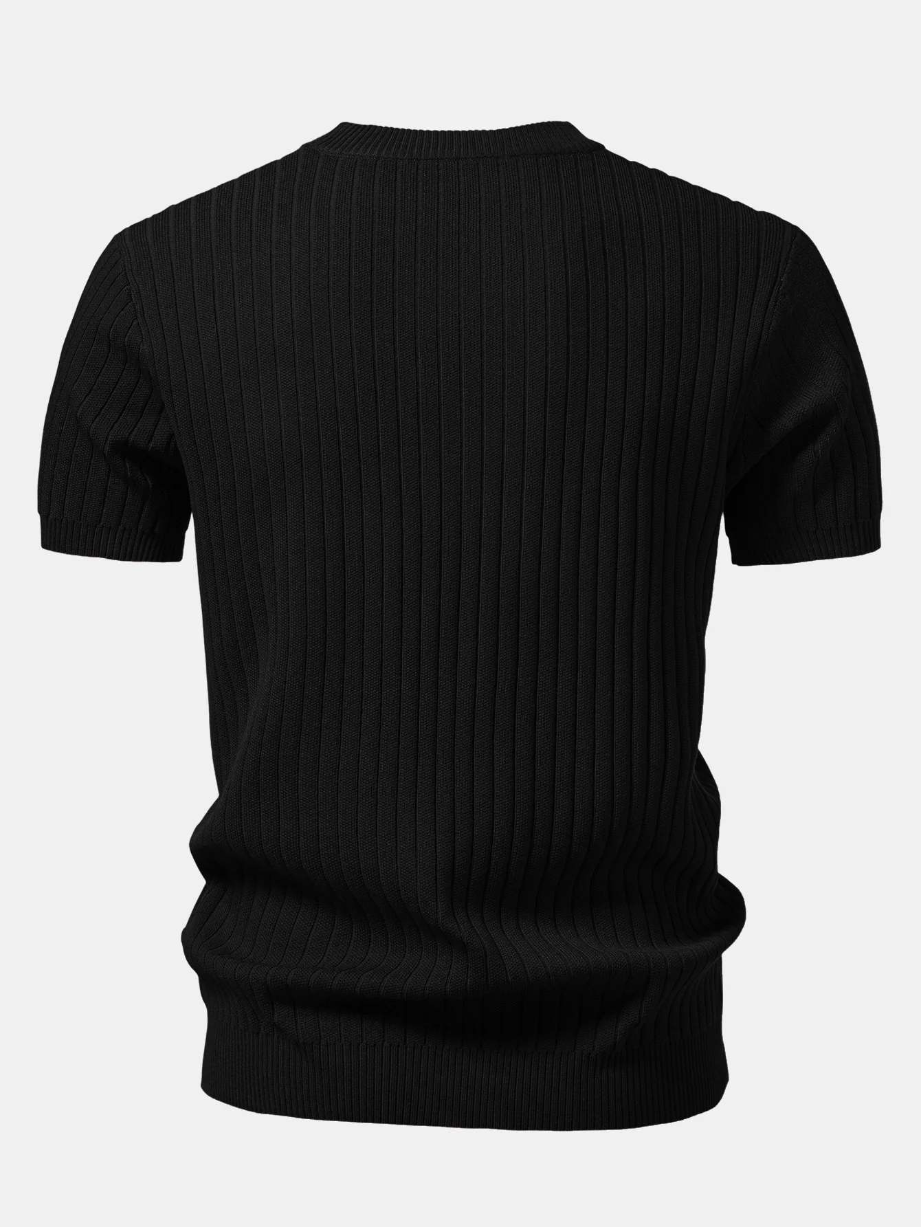 Ribbed Crew Neck Knit T-Shirt - Image 6
