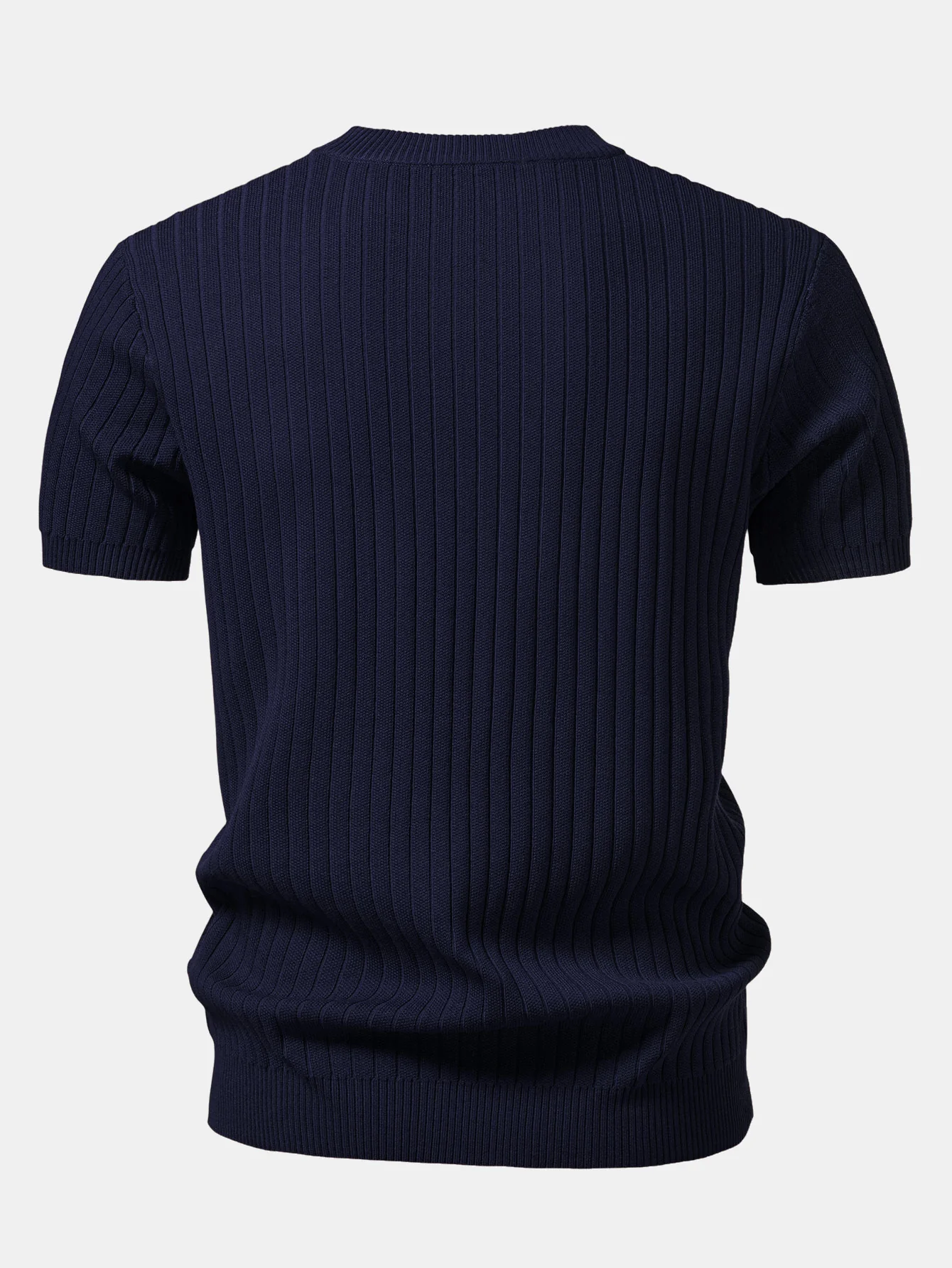 Ribbed Crew Neck Knit T-Shirt - Image 8