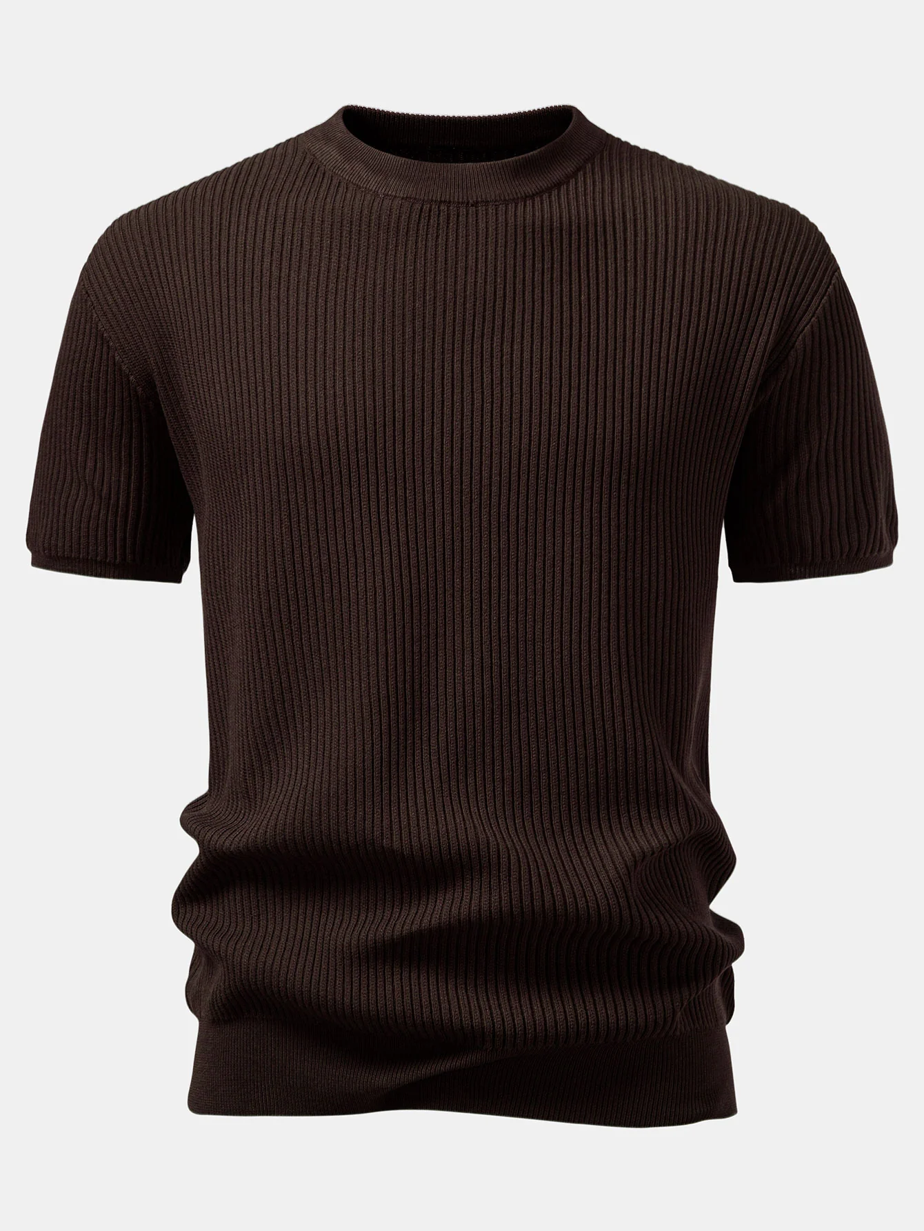 Gerippter Rundhalsausschnitt Pullover Gestricktes T-Shirt - Image 10