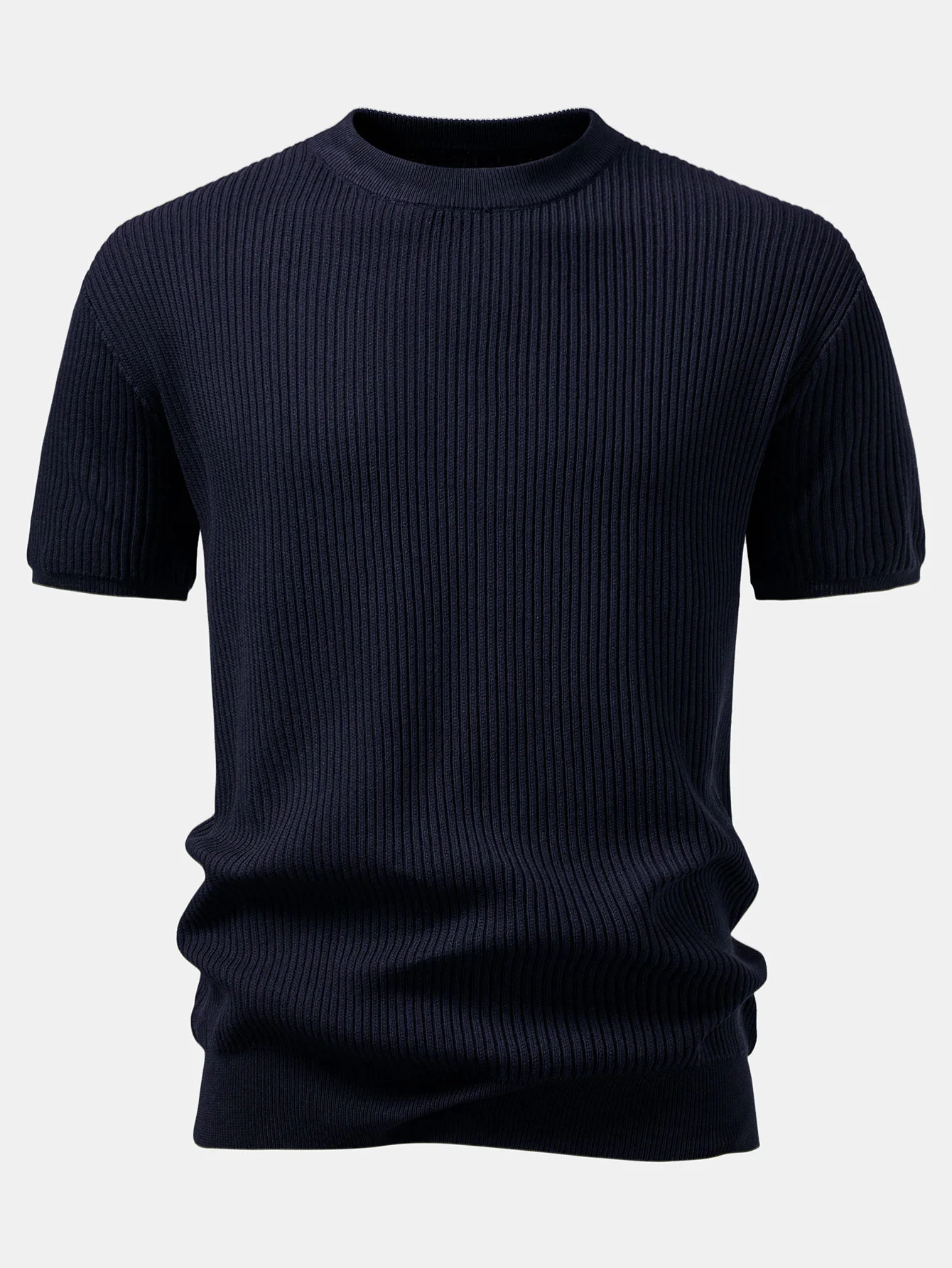 Gerippter Rundhalsausschnitt Pullover Gestricktes T-Shirt - Image 11