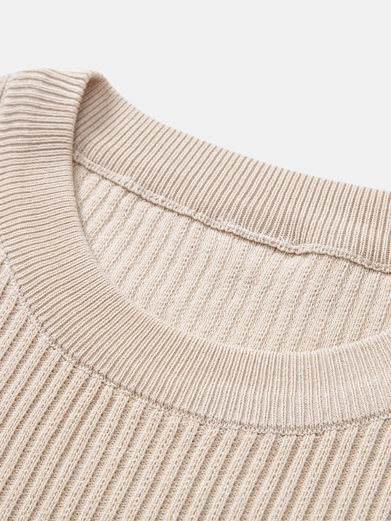 Gerippter Rundhalsausschnitt Pullover Gestricktes T-Shirt - Image 12
