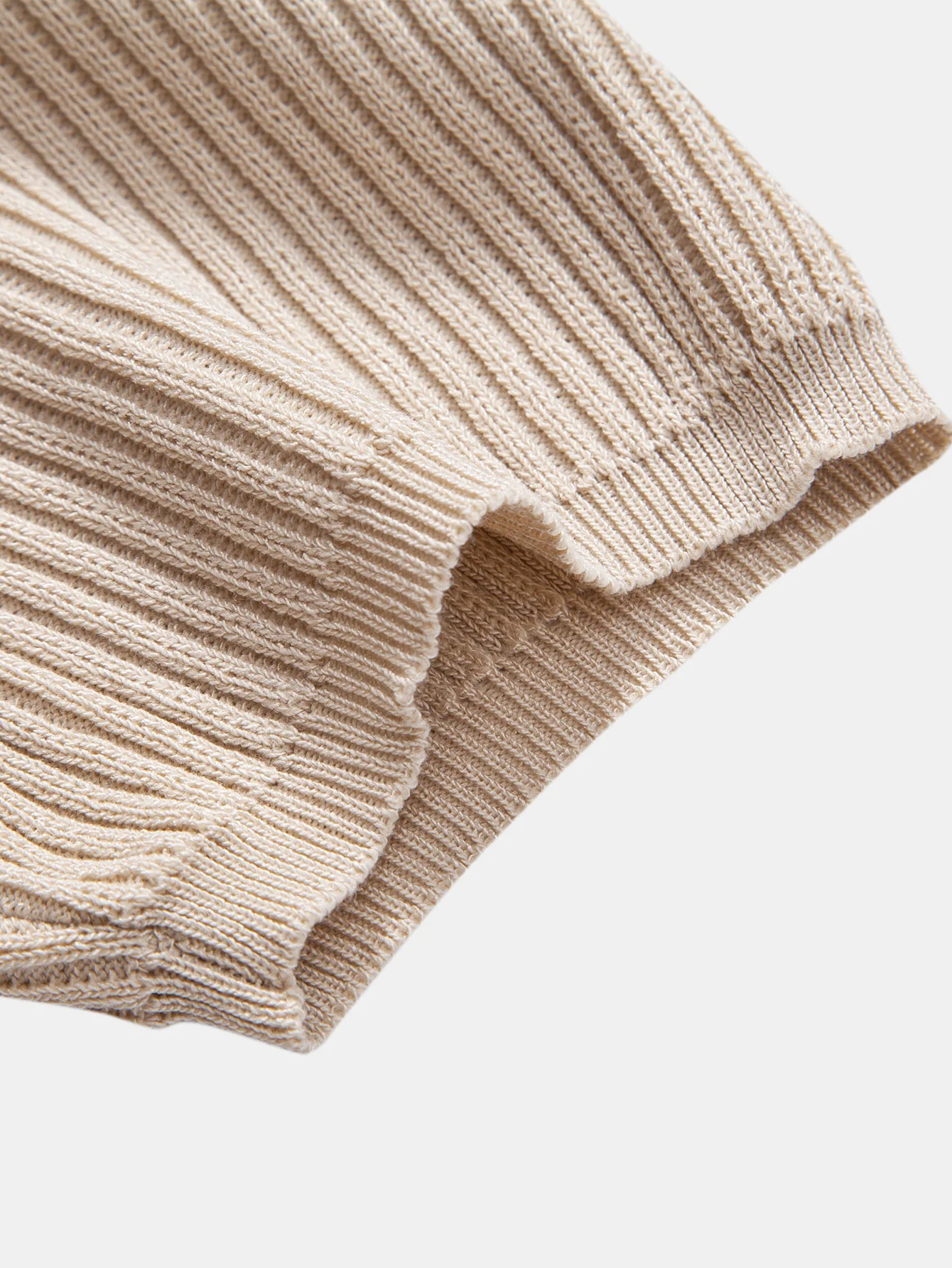 Gerippter Rundhalsausschnitt Pullover Gestricktes T-Shirt - Image 15