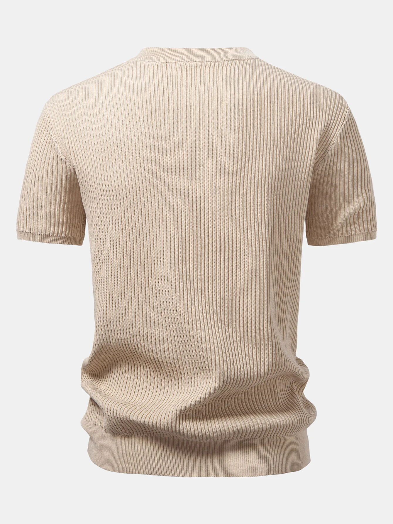 Gerippter Rundhalsausschnitt Pullover Gestricktes T-Shirt - Image 2