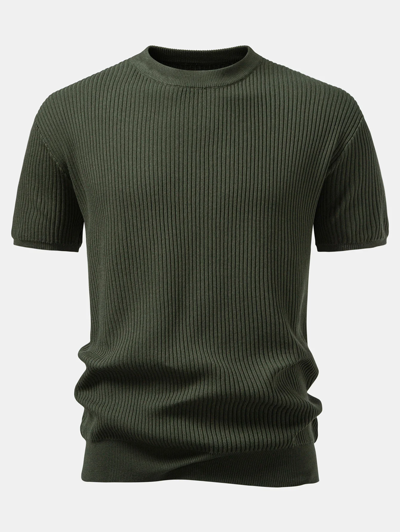 Gerippter Rundhalsausschnitt Pullover Gestricktes T-Shirt - Image 3
