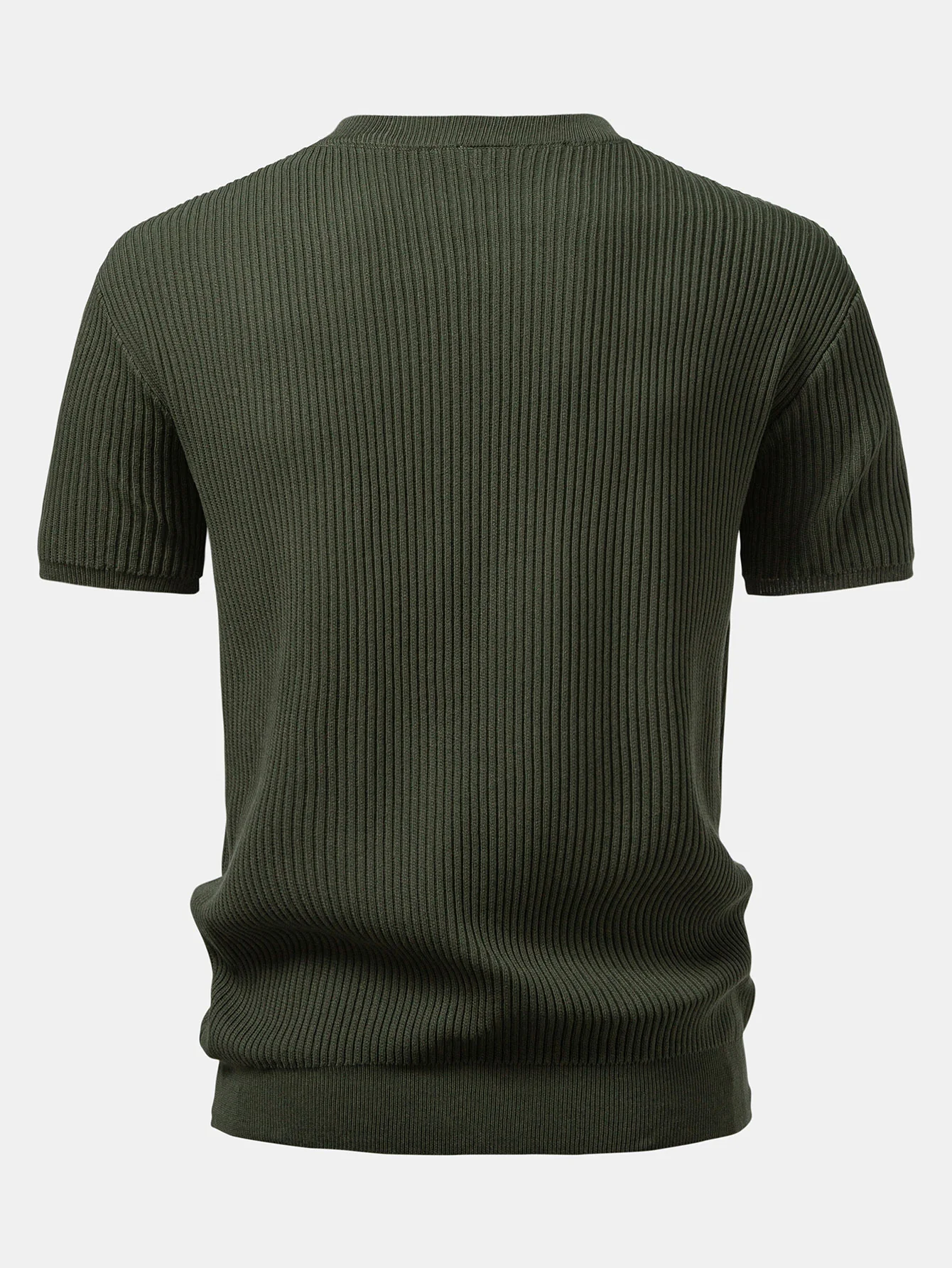 Gerippter Rundhalsausschnitt Pullover Gestricktes T-Shirt - Image 4