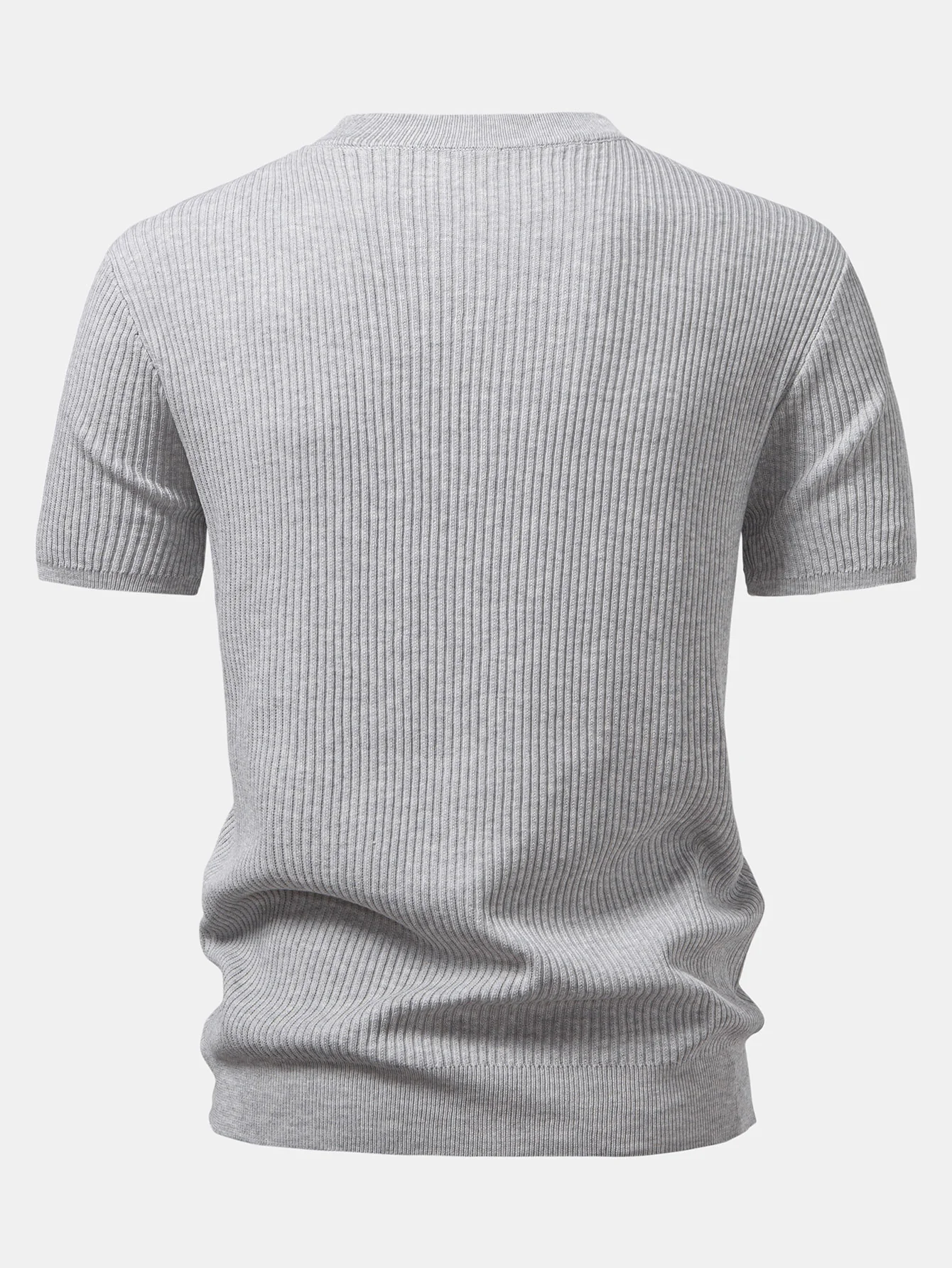 Gerippter Rundhalsausschnitt Pullover Gestricktes T-Shirt - Image 6