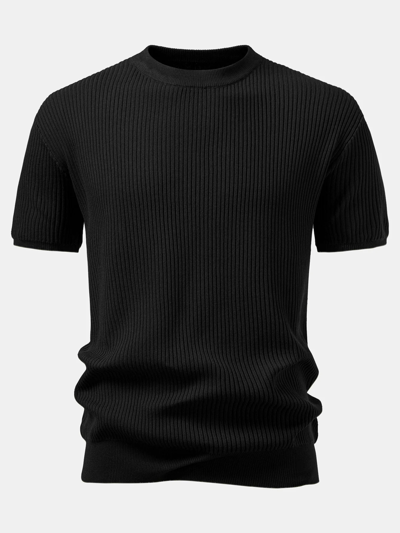 Gerippter Rundhalsausschnitt Pullover Gestricktes T-Shirt - Image 7