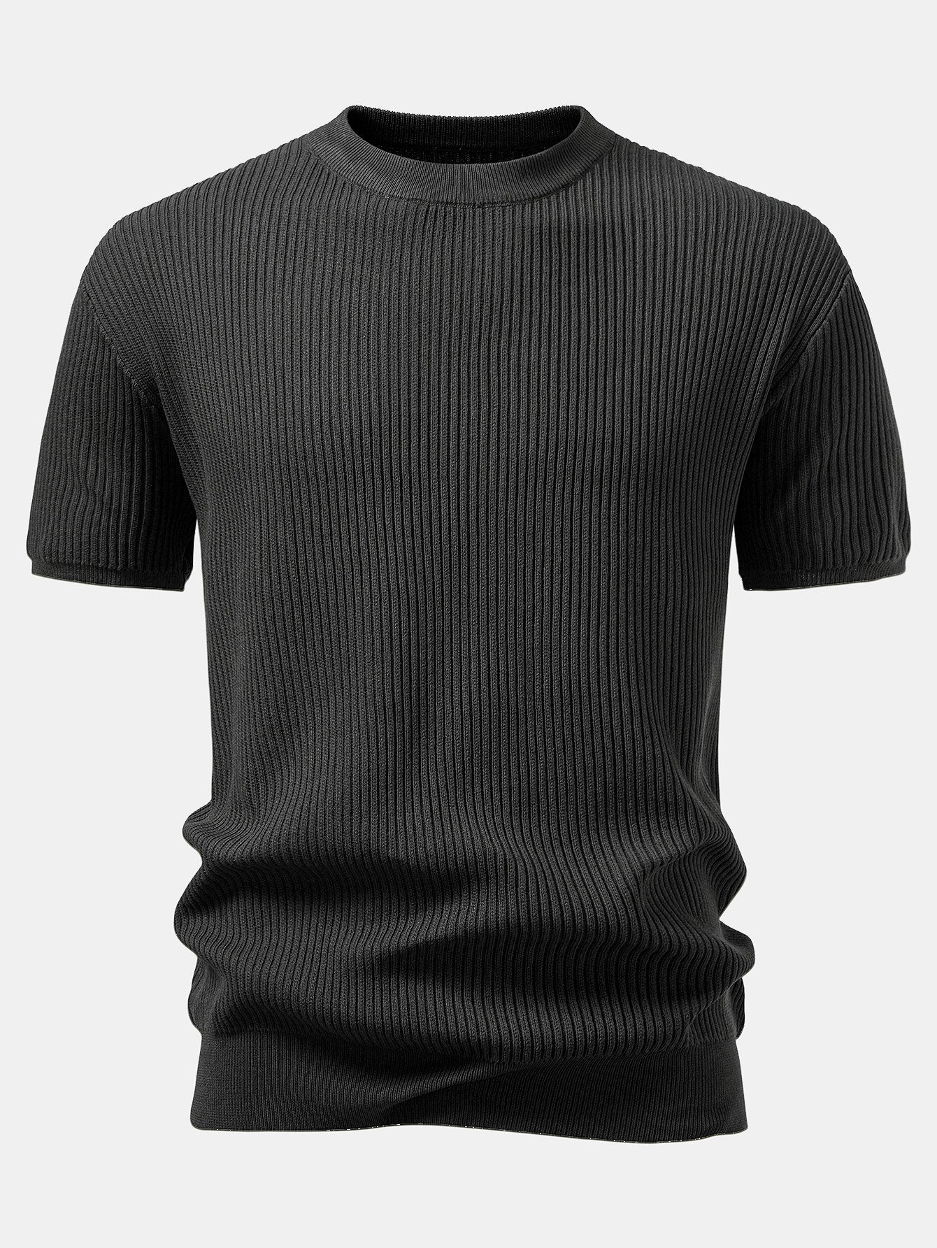 Gerippter Rundhalsausschnitt Pullover Gestricktes T-Shirt - Image 9