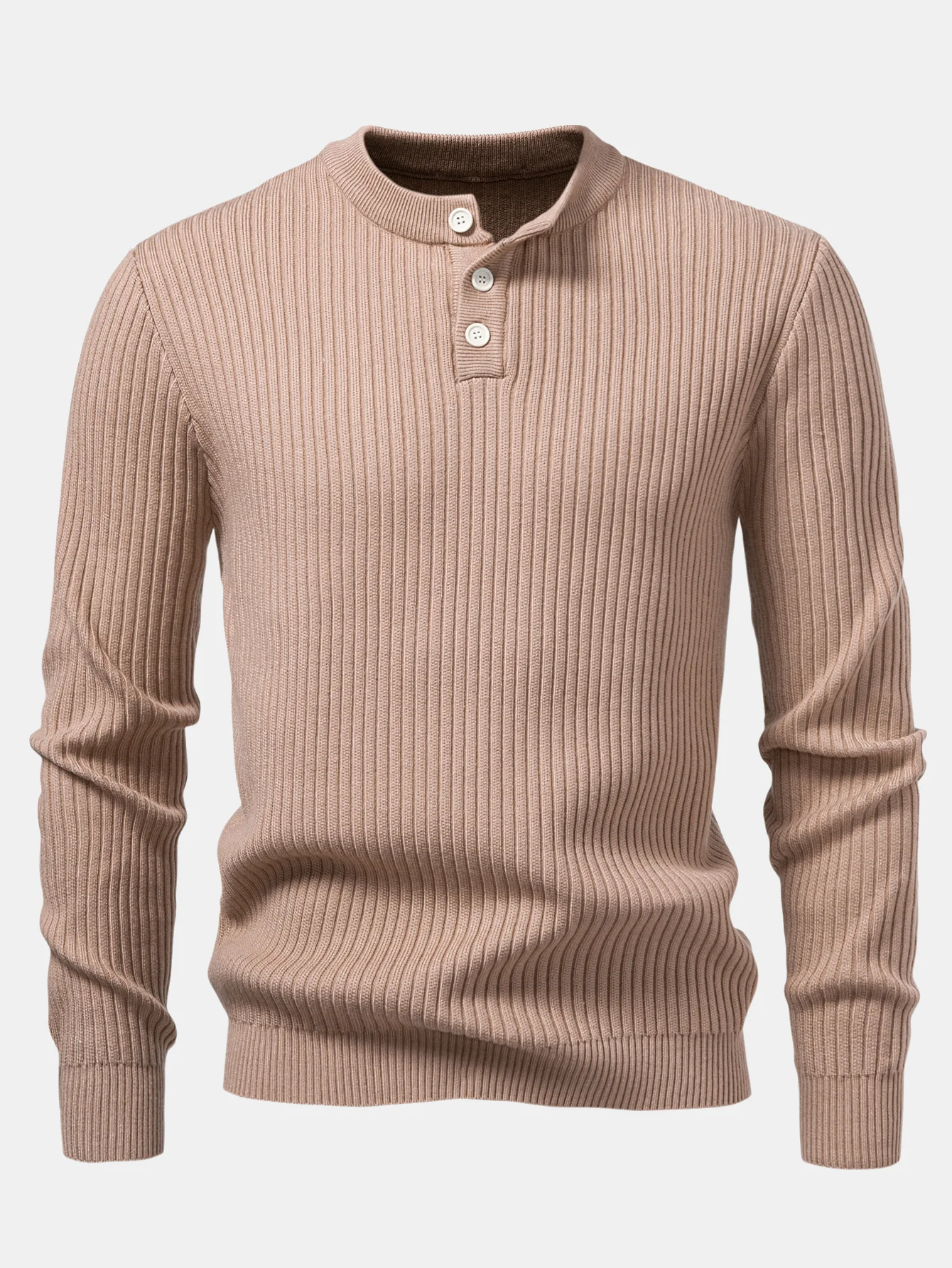Gerippter Henley-Ausschnitt Pullover