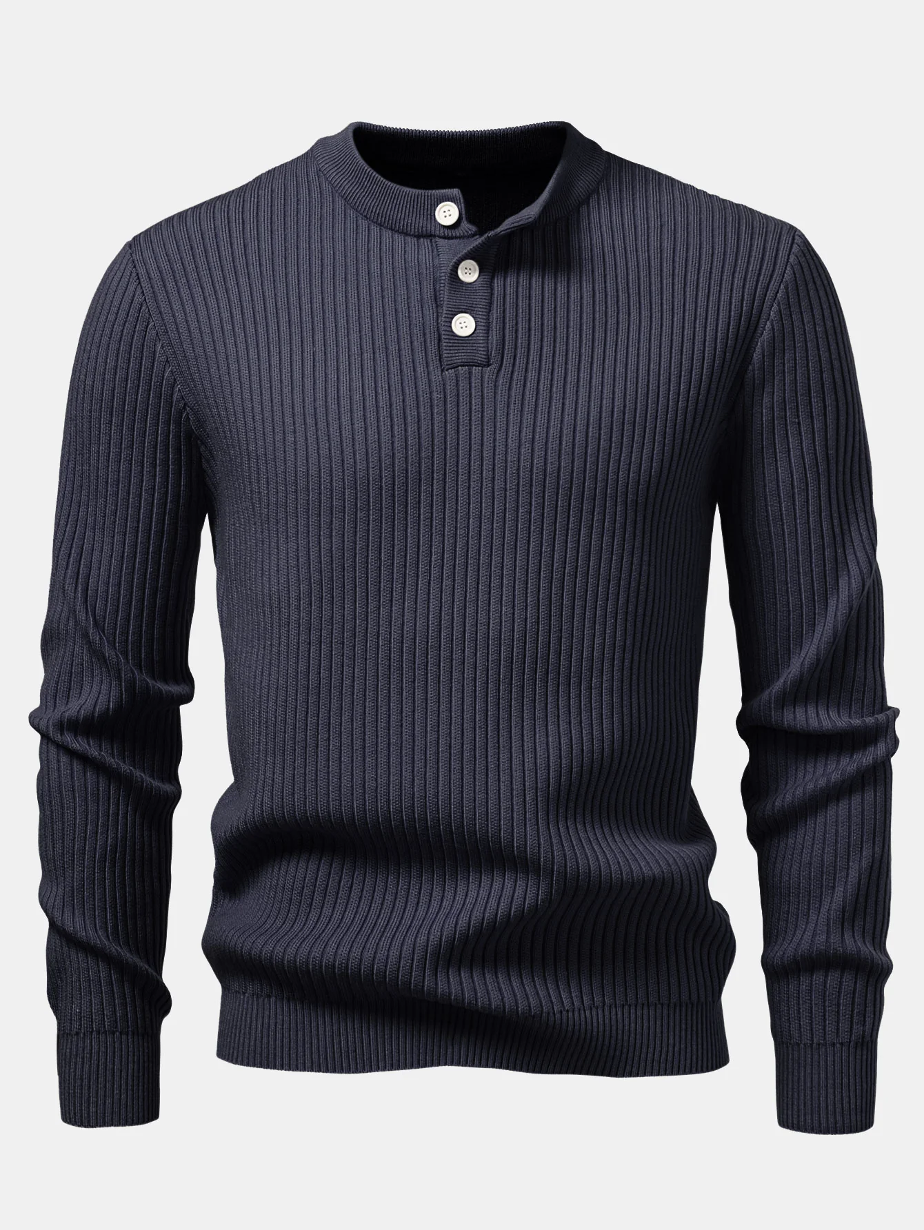 Gerippter Henley-Ausschnitt Pullover - Image 3