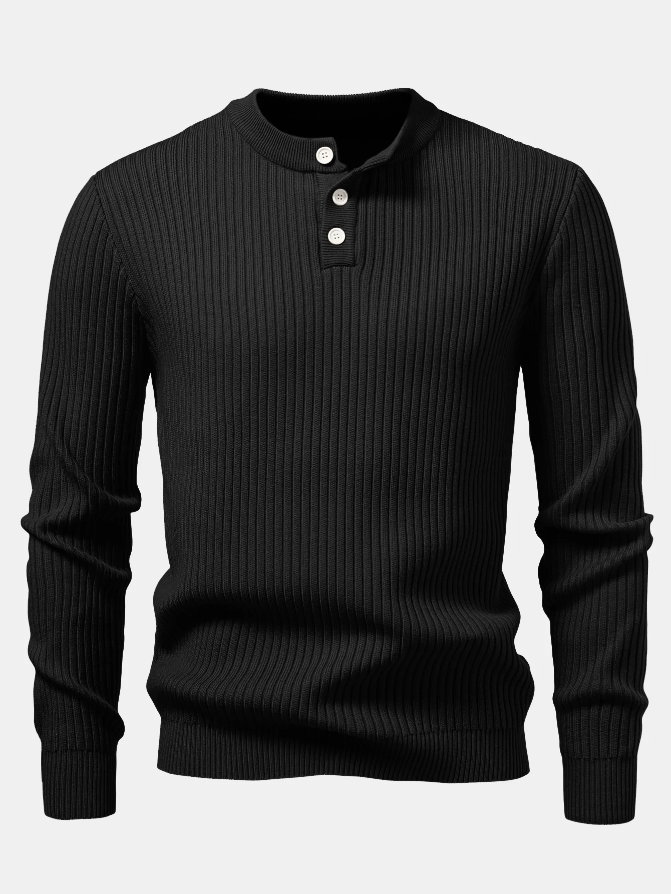 Gerippter Henley-Ausschnitt Pullover - Image 5