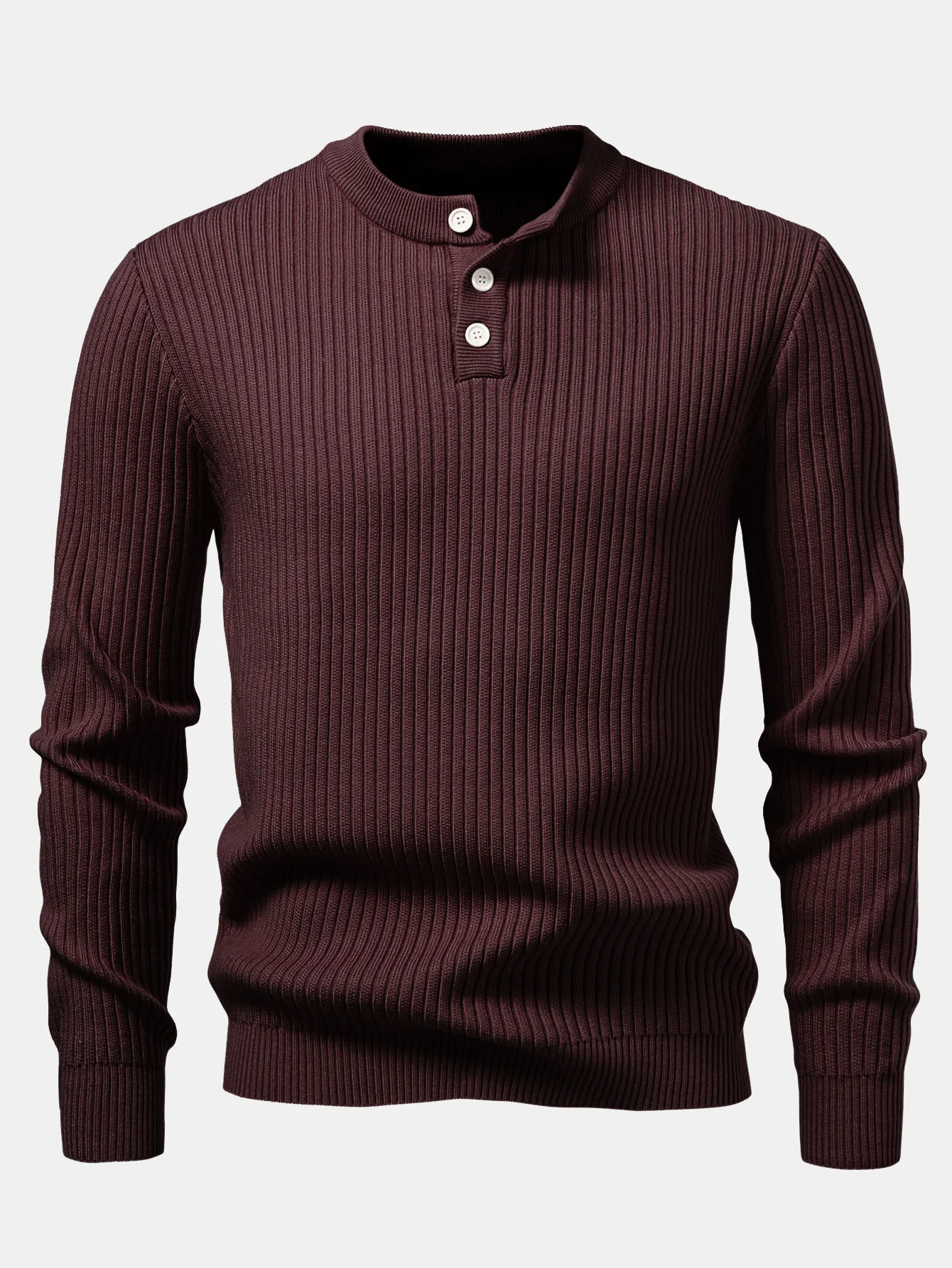 Gerippter Henley-Ausschnitt Pullover - Image 7