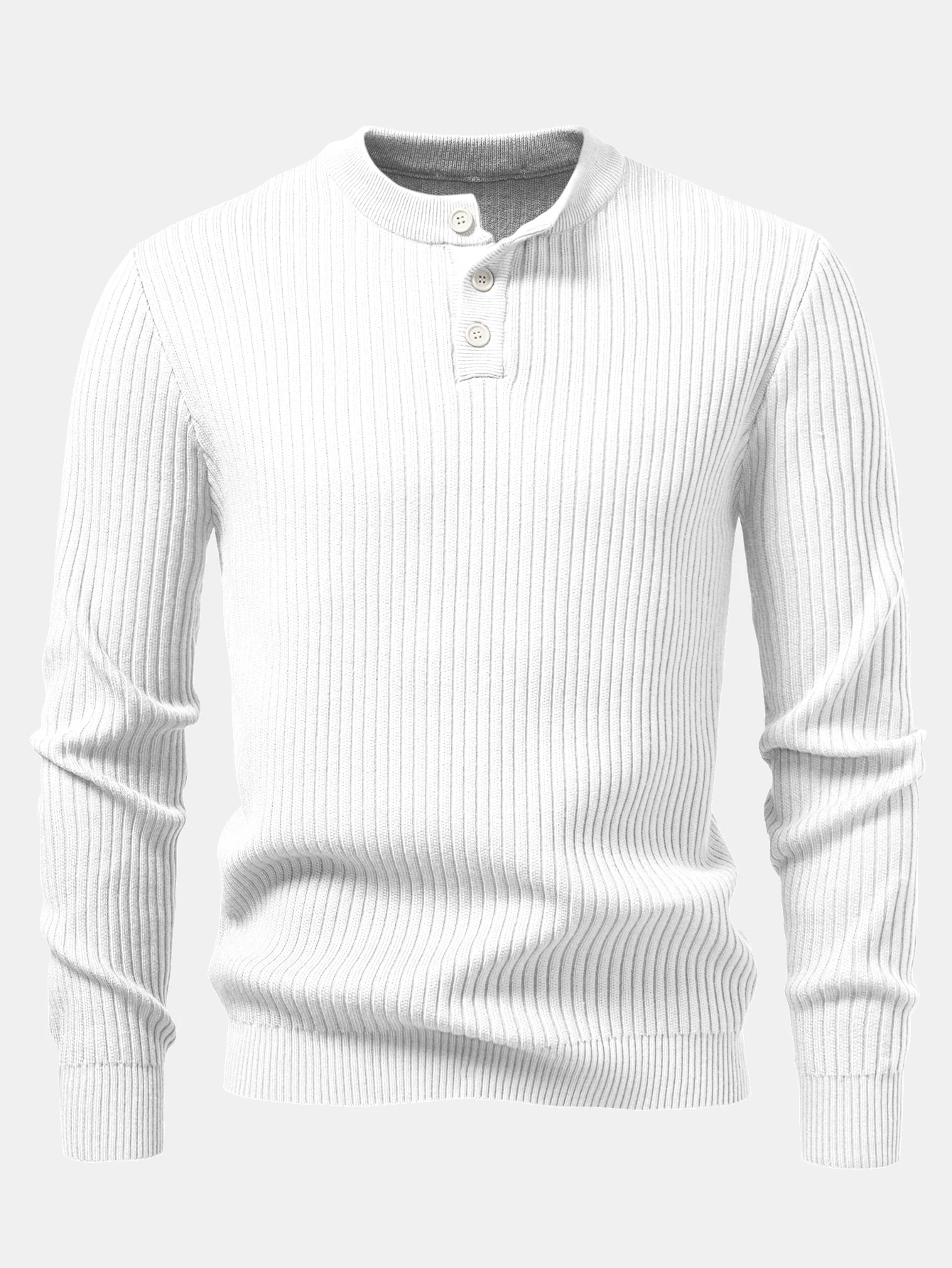 Gerippter Henley-Ausschnitt Pullover - Image 9