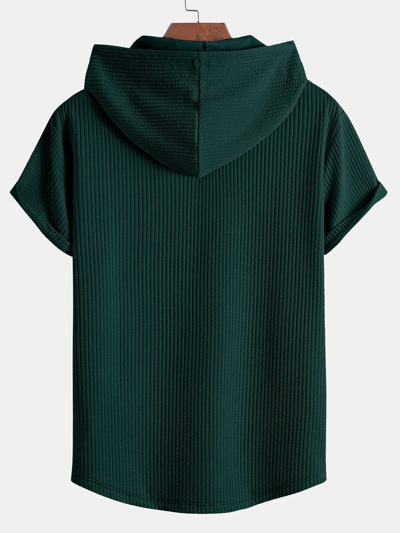 Geripptes Kapuzen-T-Shirt mit geschwungenem Saum - Image 6