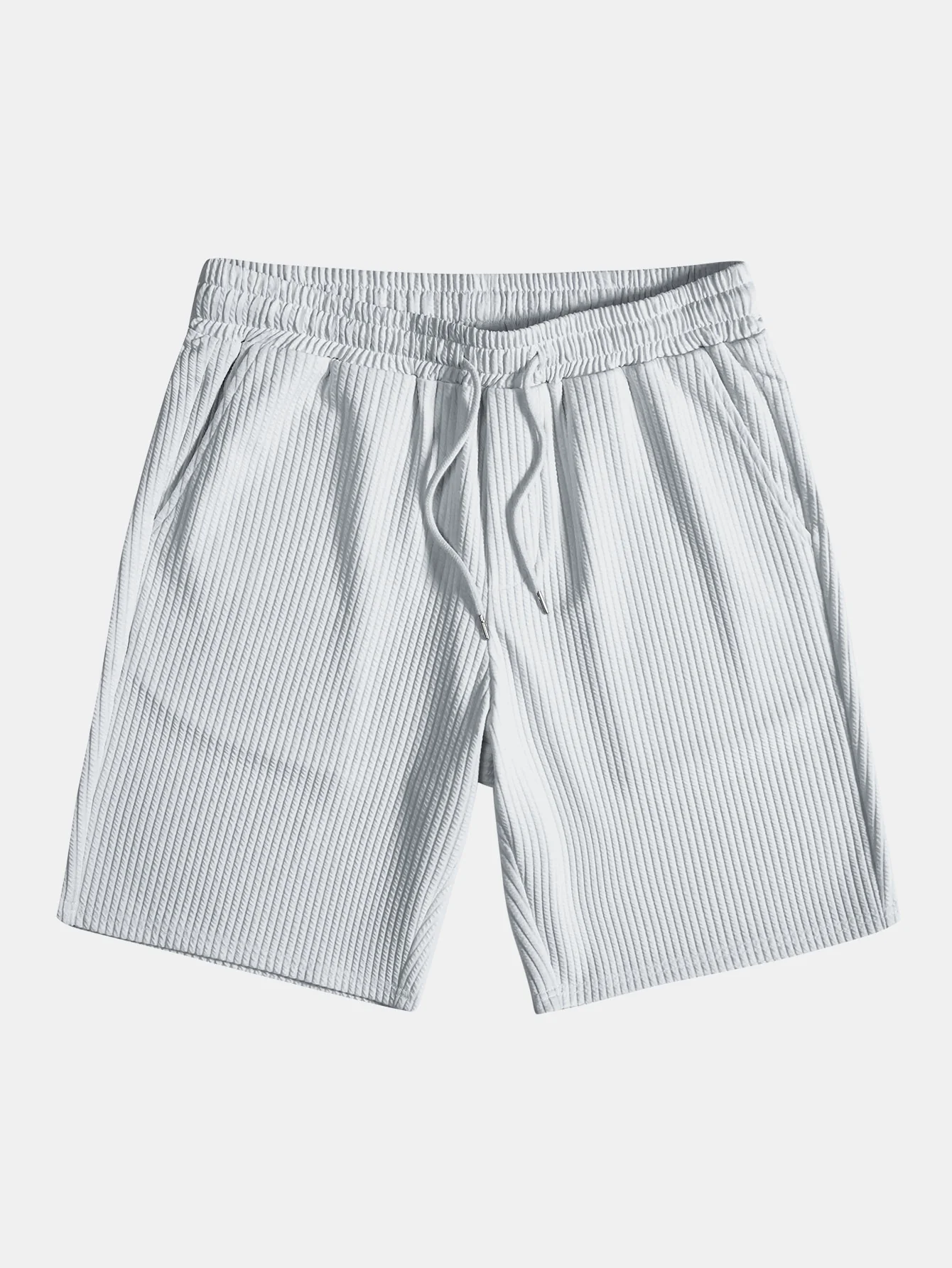 Geripptes Kapuzen-T-Shirt mit Bogen-Saum & Shorts - Image 16