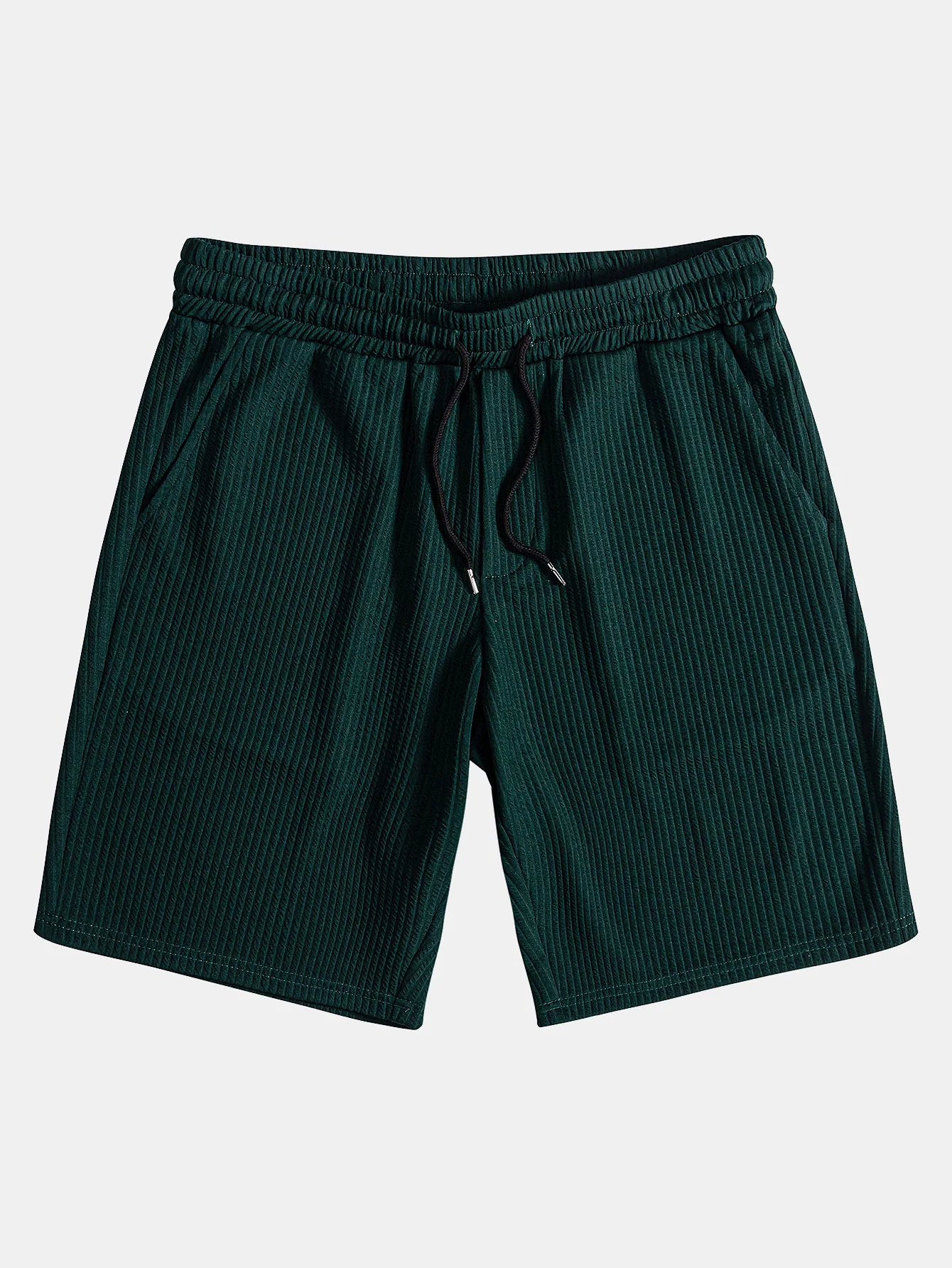 Geripptes Kapuzen-T-Shirt mit Bogen-Saum & Shorts - Image 18