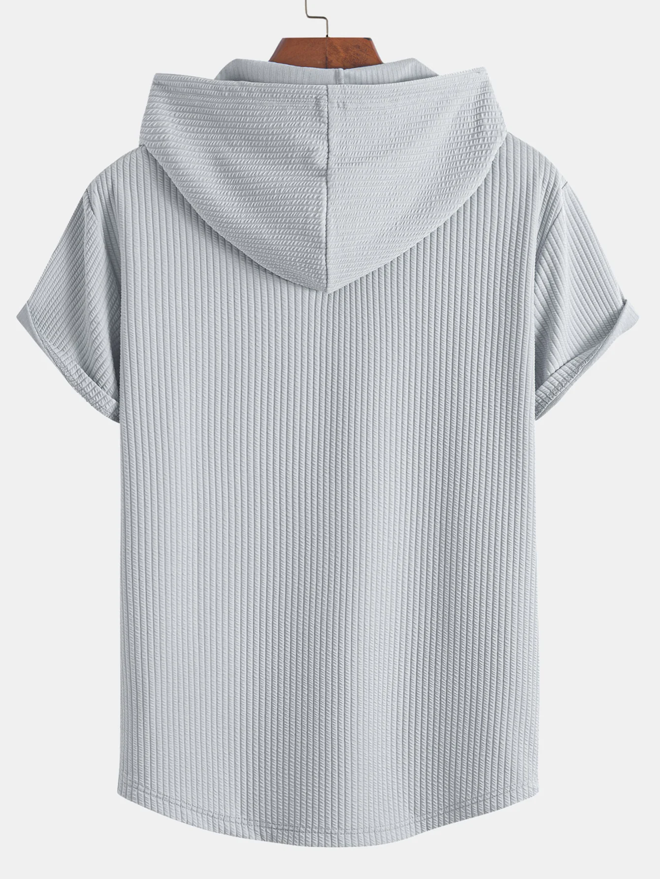 Geripptes Kapuzen-T-Shirt mit geschwungenem Saum - Image 8