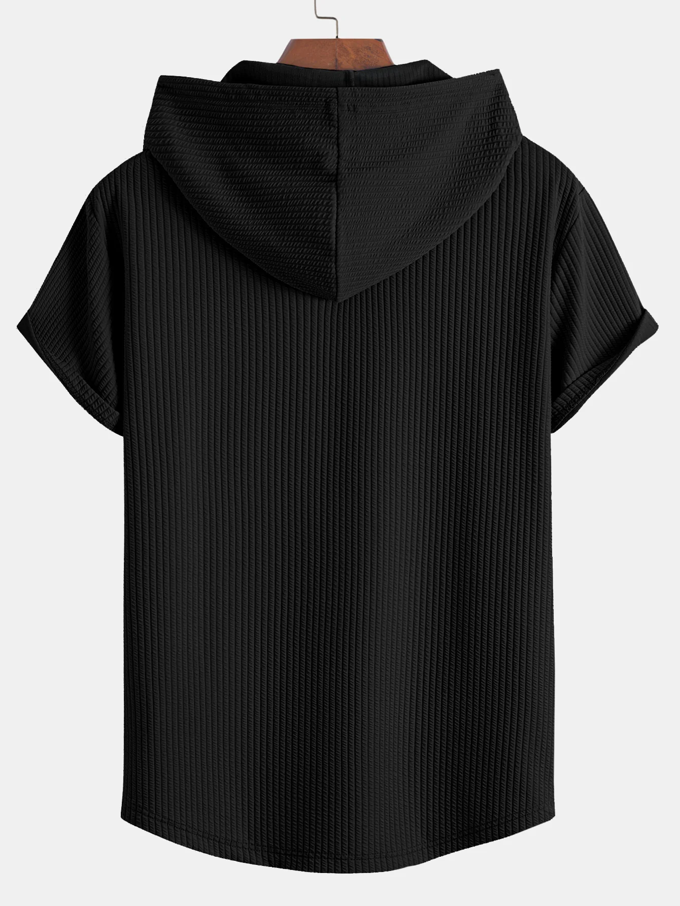 Geripptes Kapuzen-T-Shirt mit geschwungenem Saum - Image 4