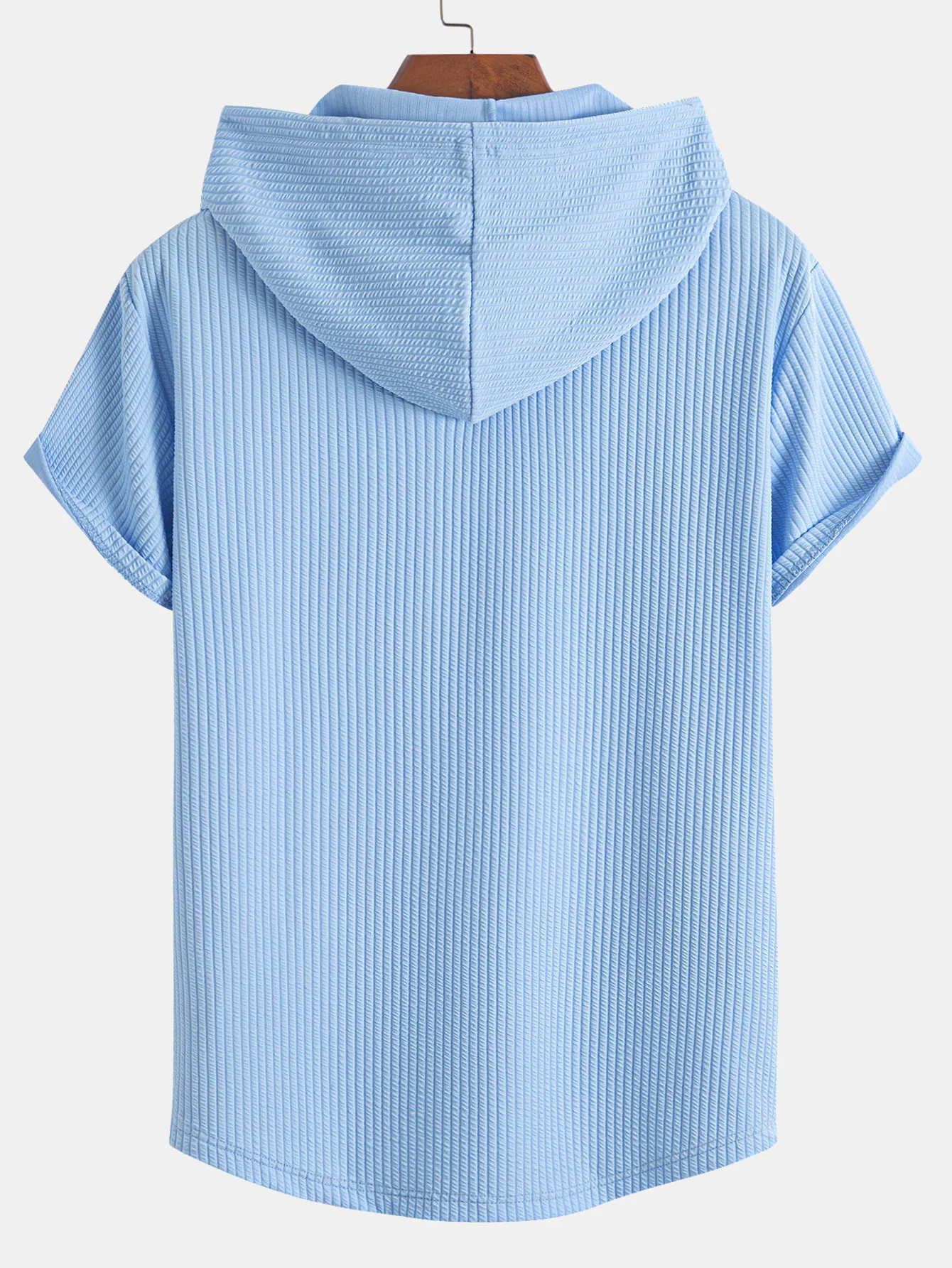 Geripptes Kapuzen-T-Shirt mit geschwungenem Saum - Image 2