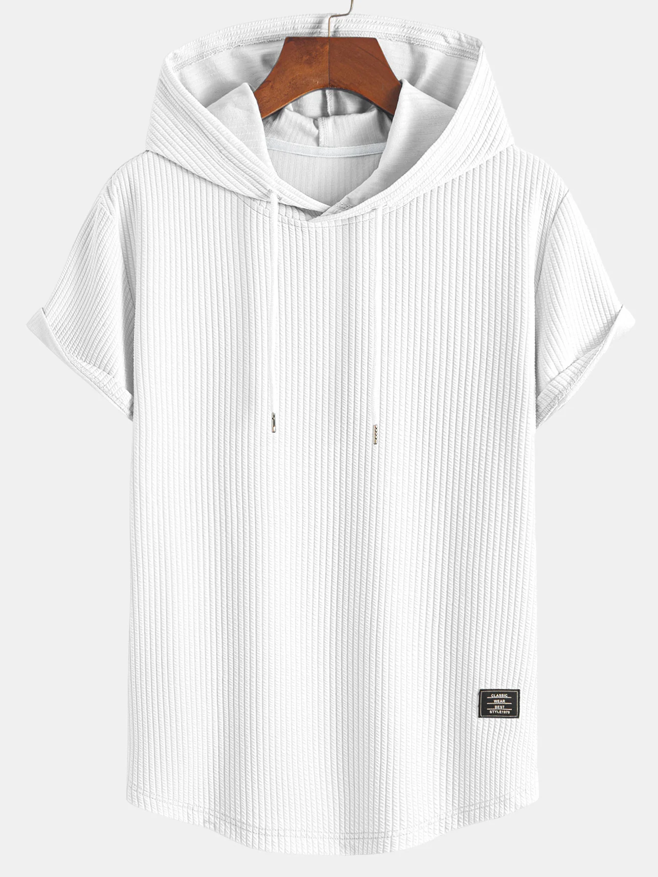 Geripptes Kapuzen-T-Shirt mit geschwungenem Saum - Image 9