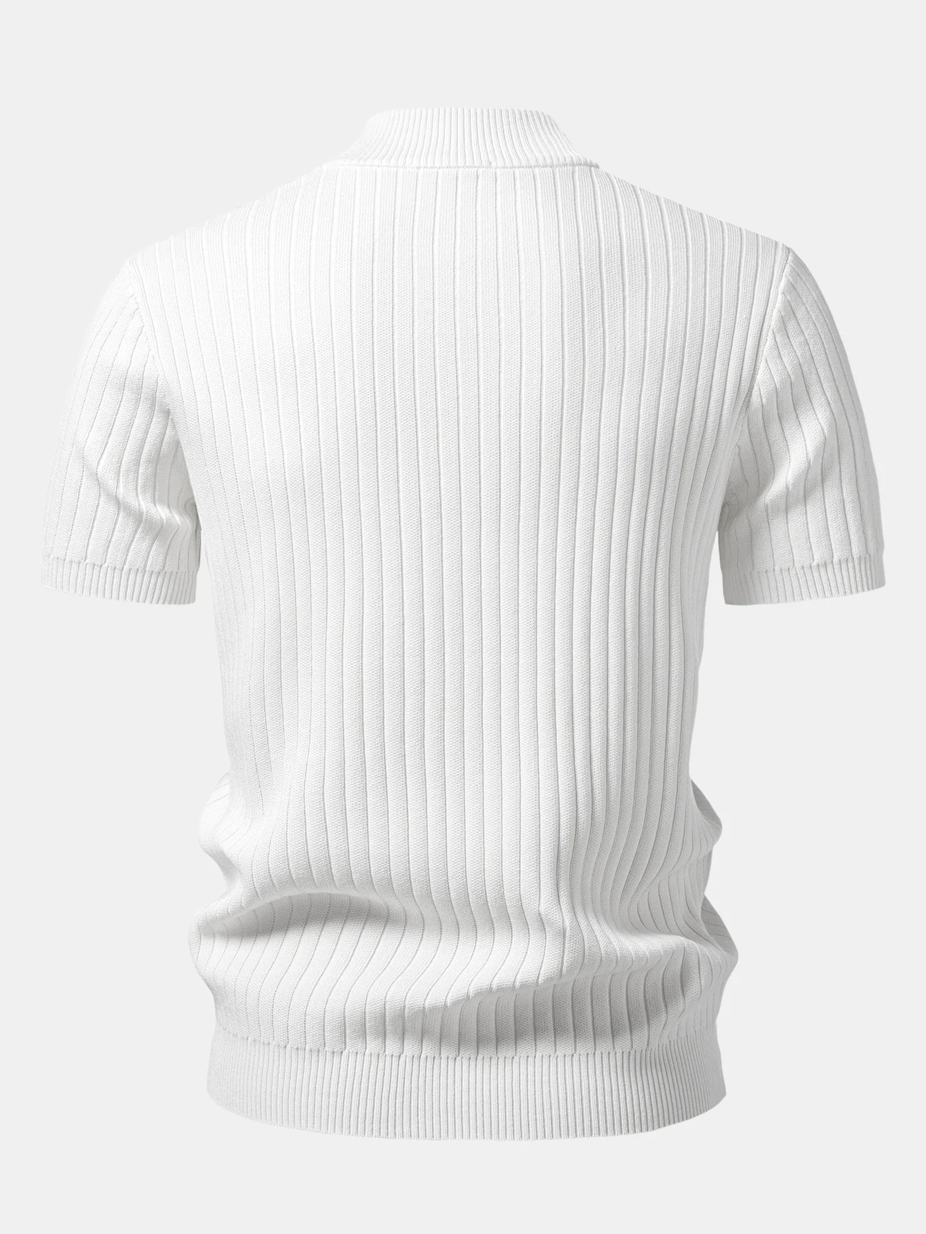 Ribbed Mock Neck Knit T-Shirt - Image 2