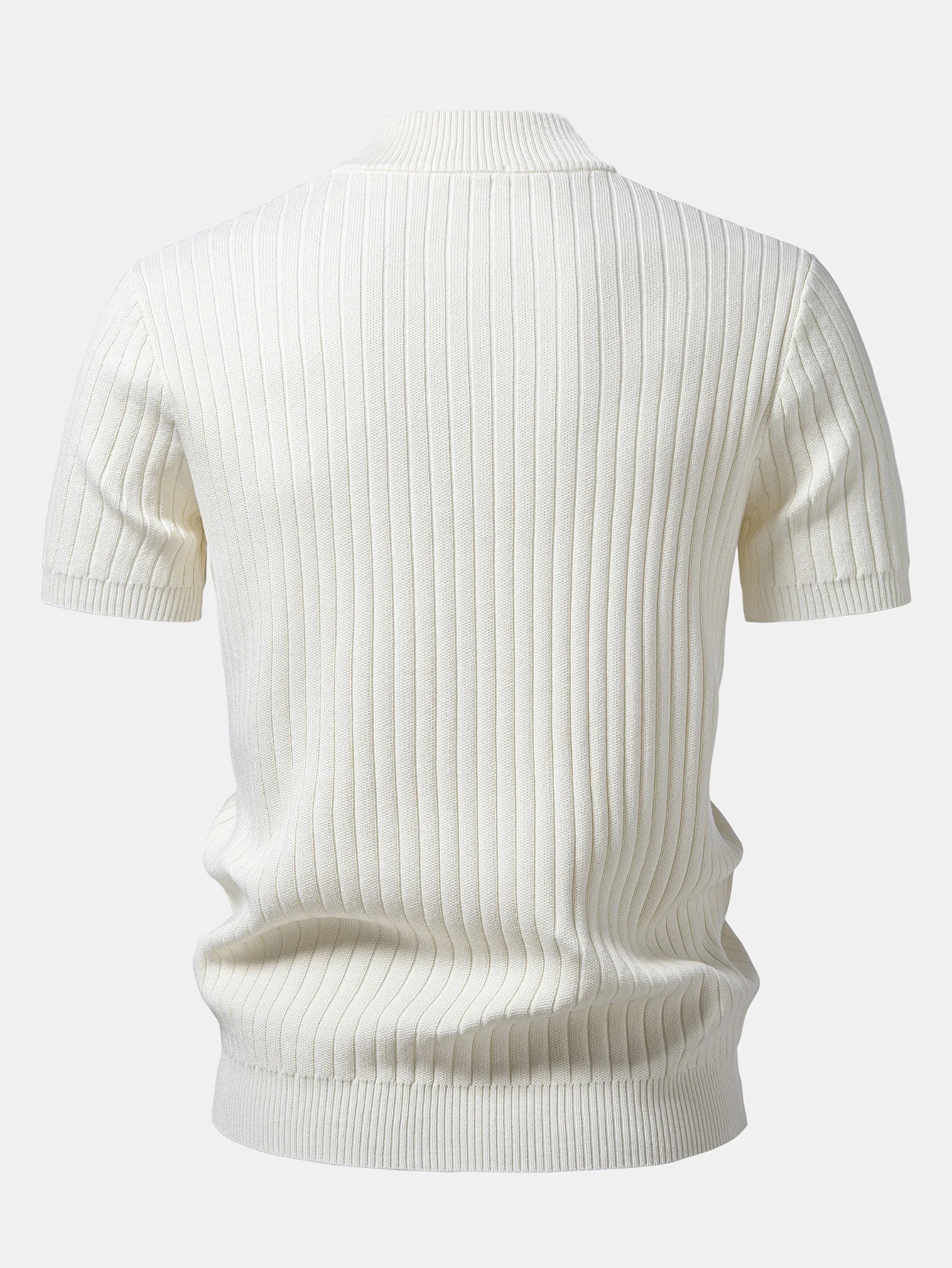 Ribbed Mock Neck Knit T-Shirt - Image 4