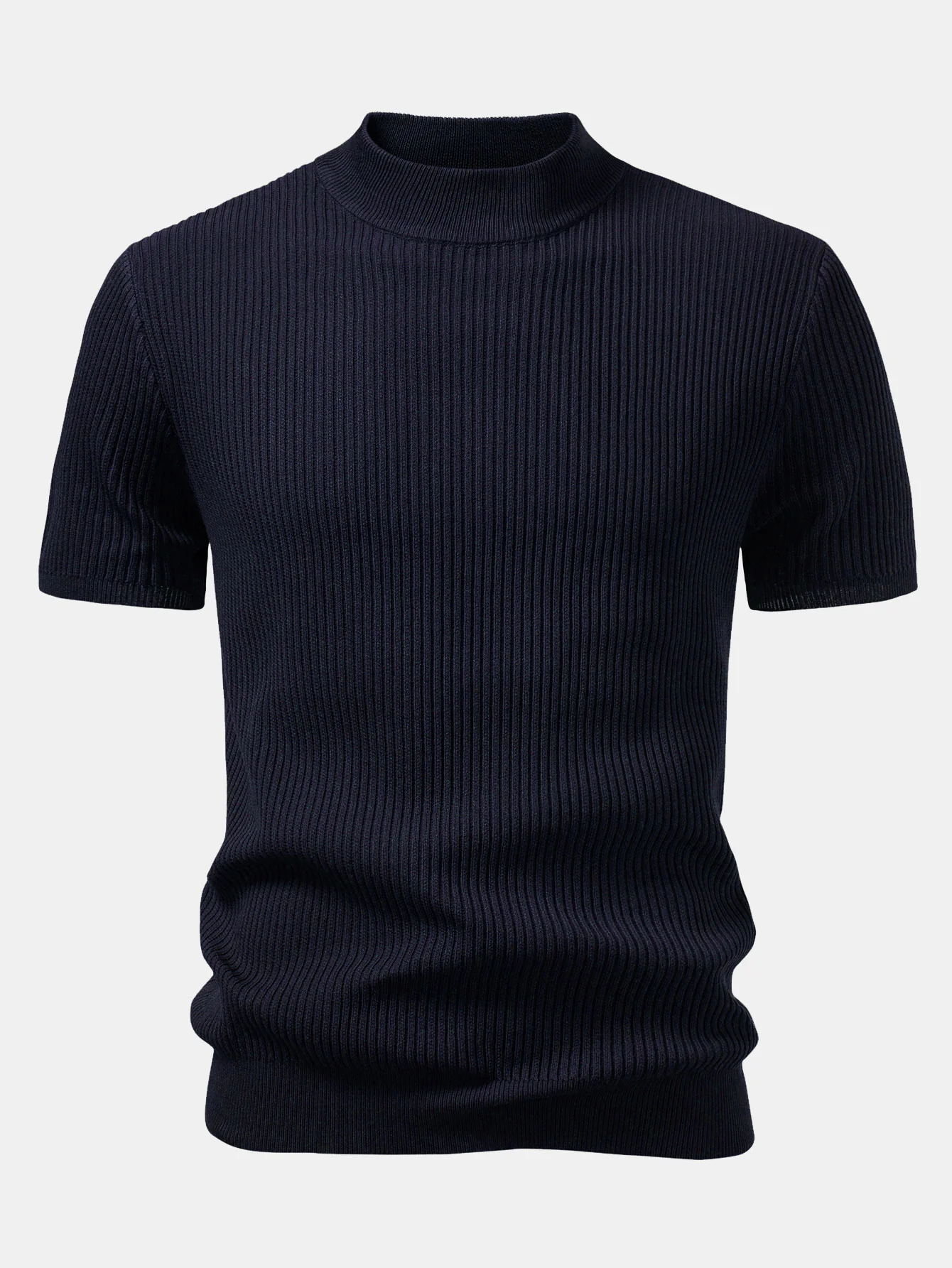 Gerippter Rollkragen Strickpullover T-Shirt - Image 10