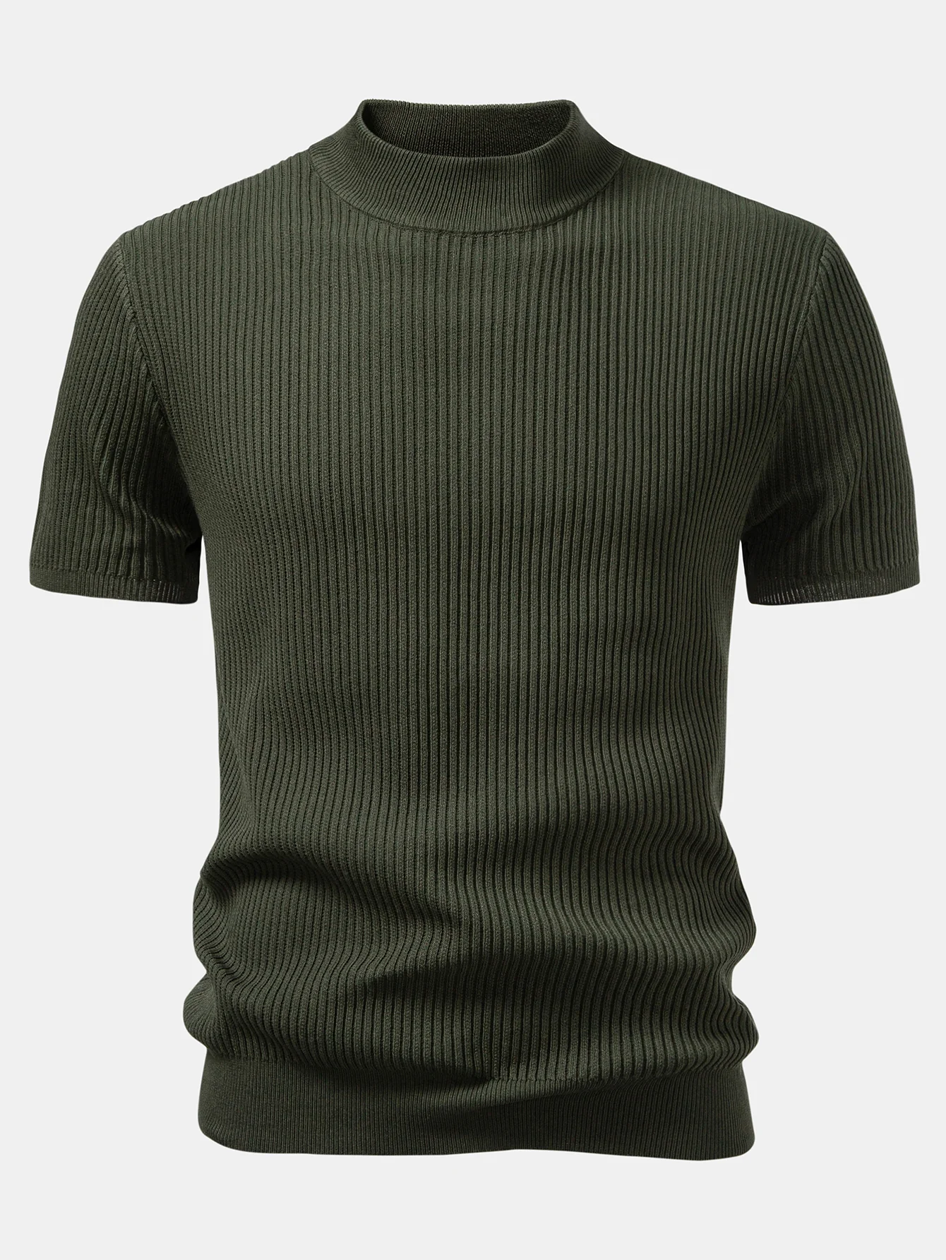 Gerippter Rollkragen Strickpullover T-Shirt - Image 11