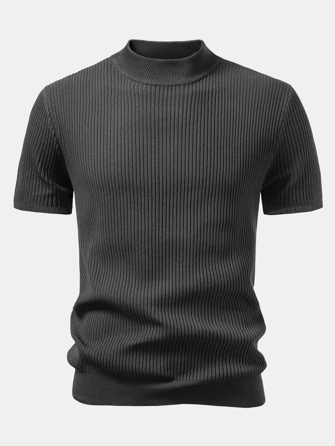Gerippter Rollkragen Strickpullover T-Shirt - Image 13