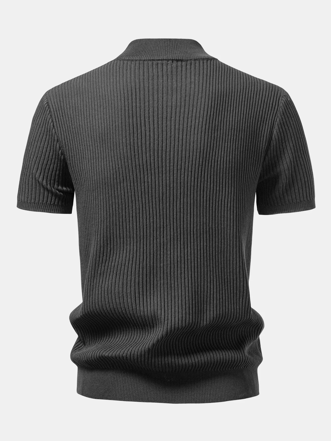Gerippter Rollkragen Strickpullover T-Shirt - Image 14
