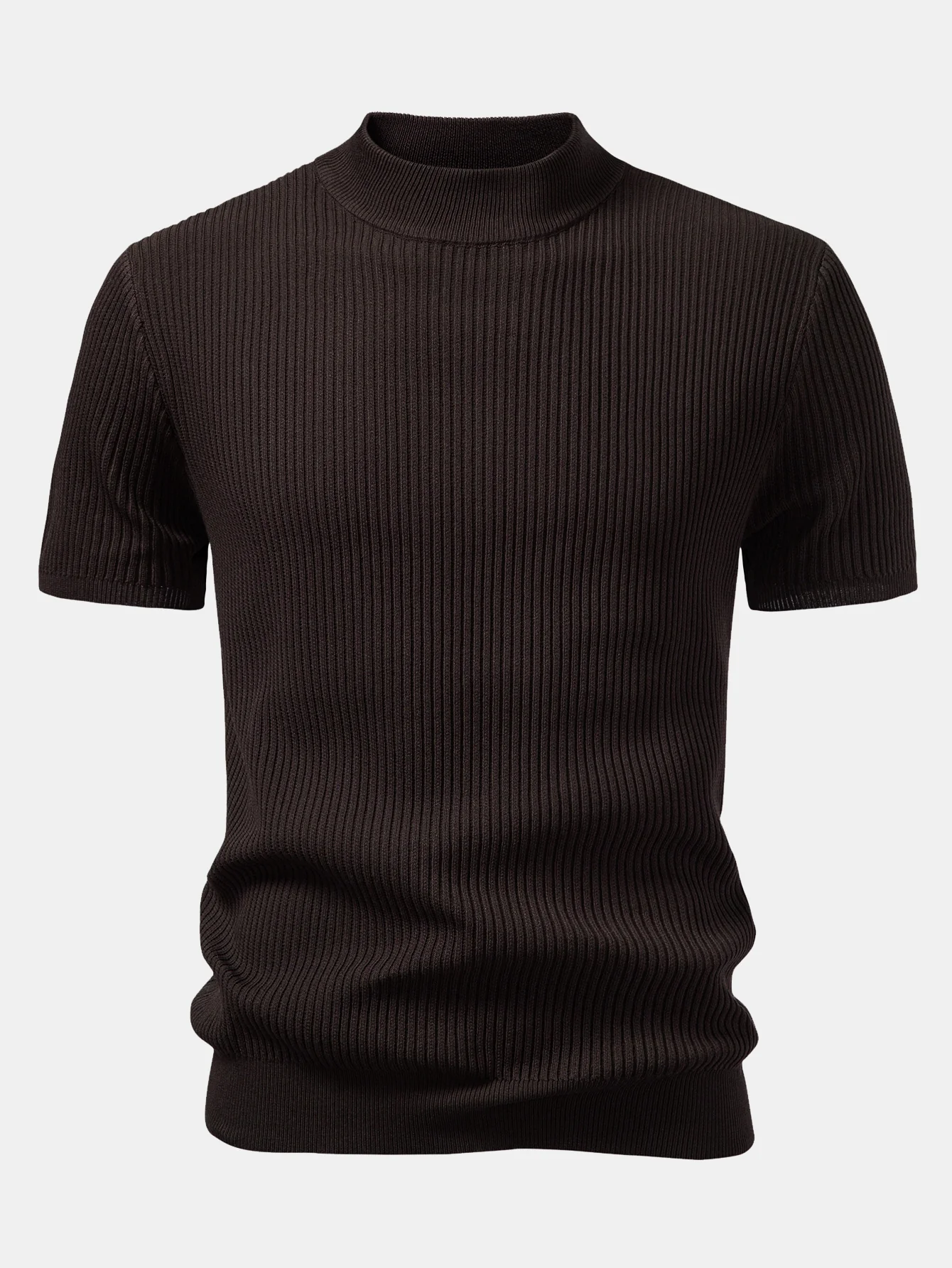 Gerippter Rollkragen Strickpullover T-Shirt - Image 15