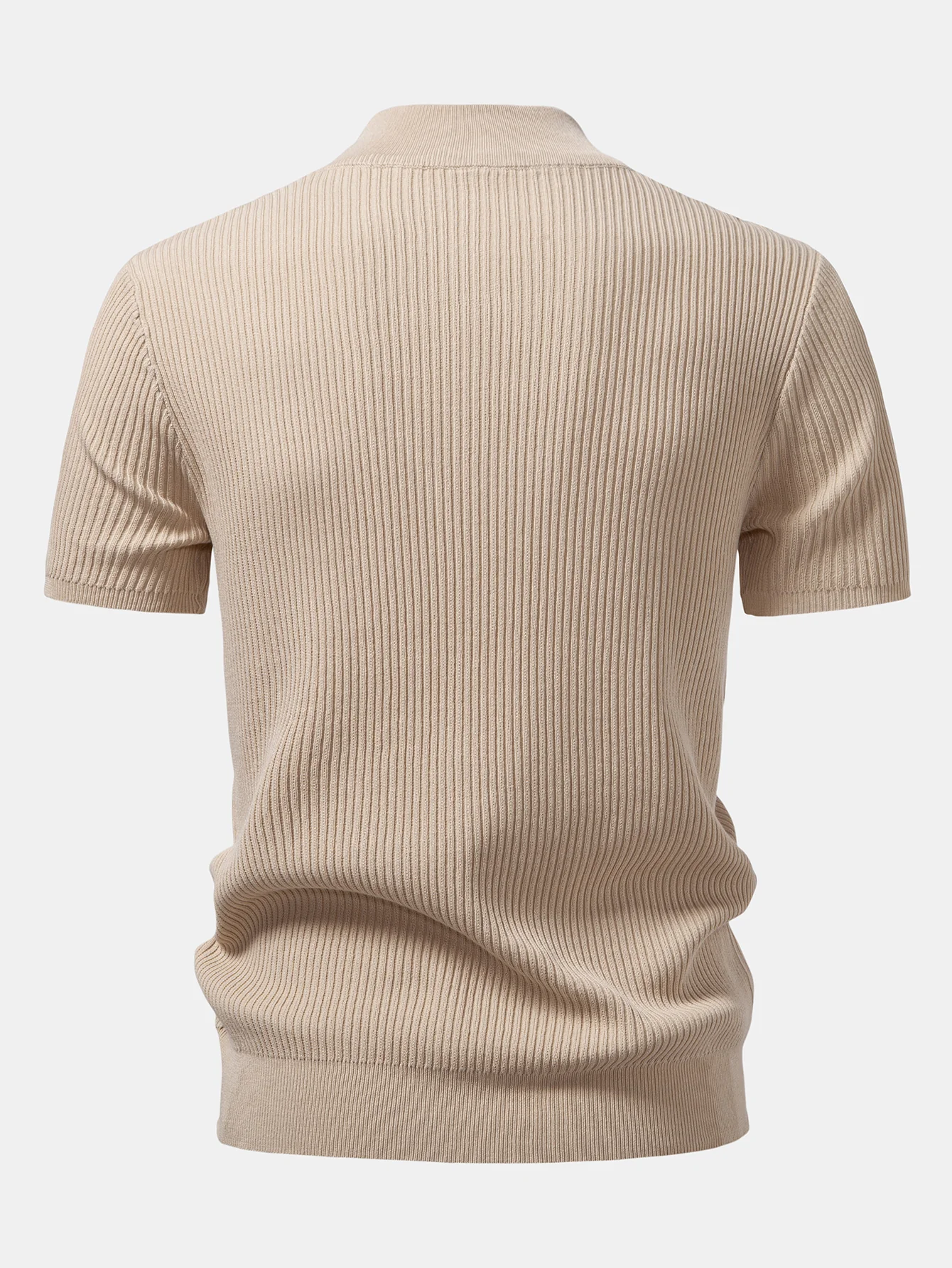 Gerippter Rollkragen Strickpullover T-Shirt - Image 2