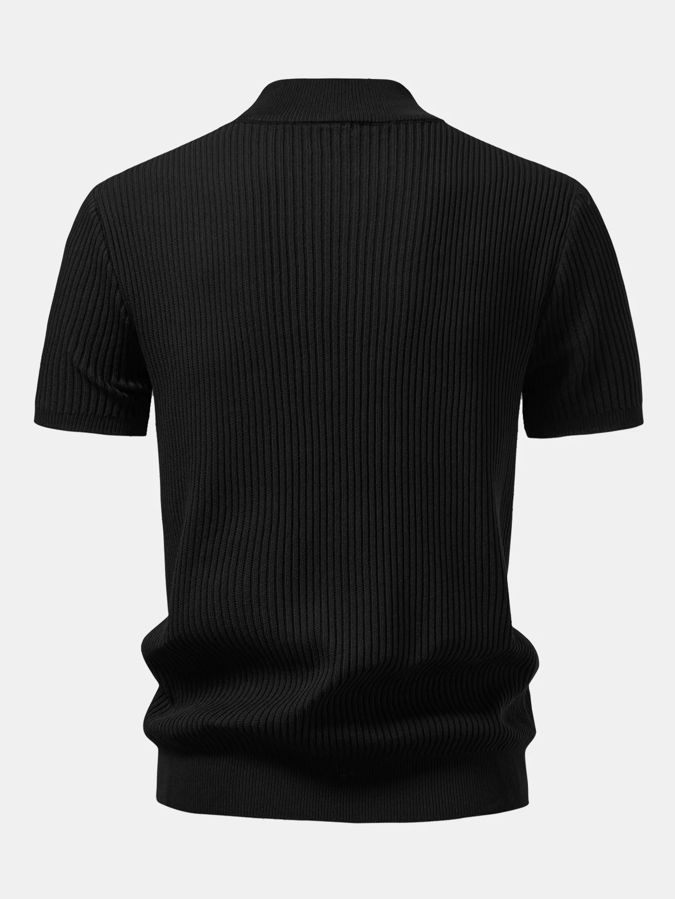 Gerippter Rollkragen Strickpullover T-Shirt - Image 4